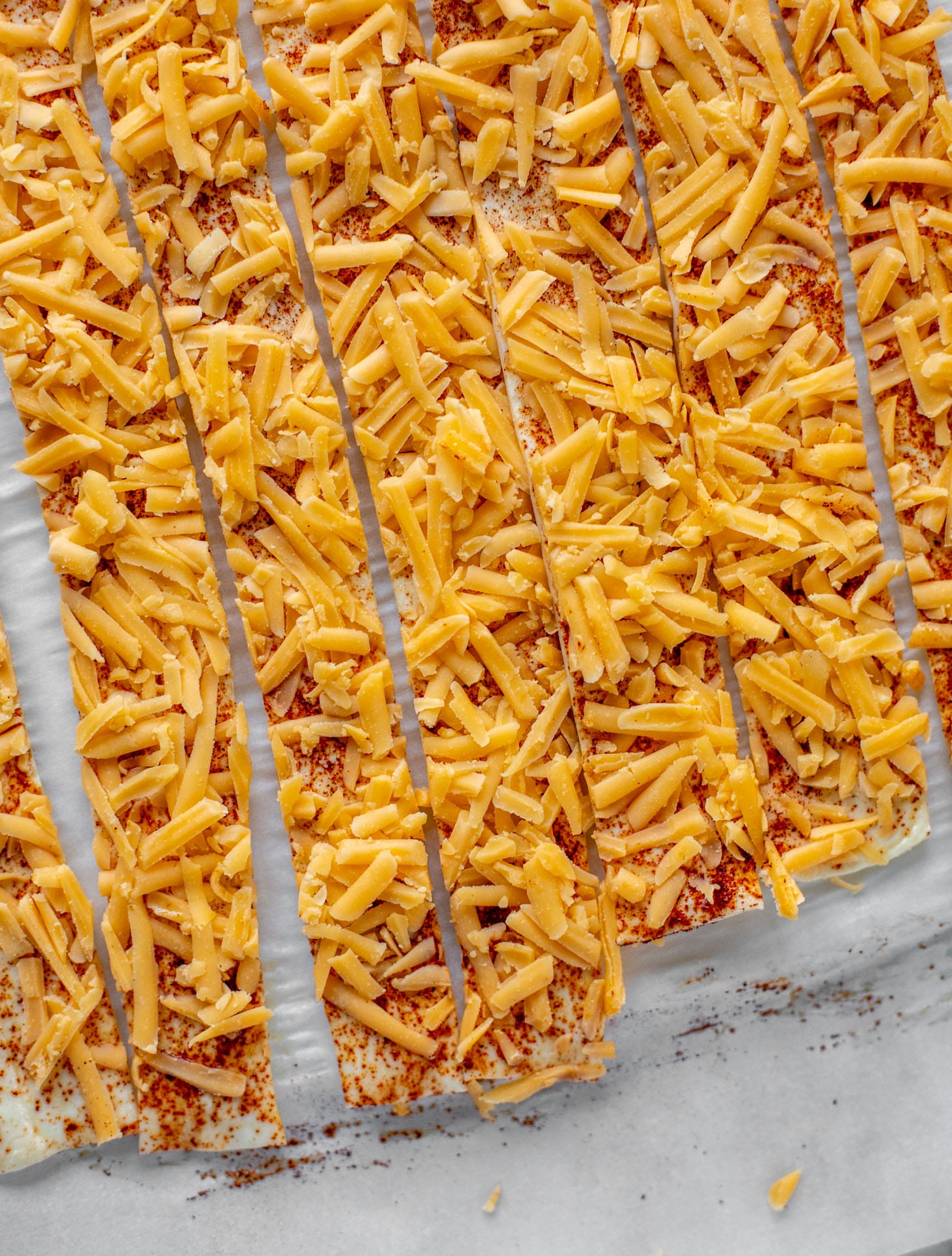 cheddar chipotle puff pastry sliced into strips