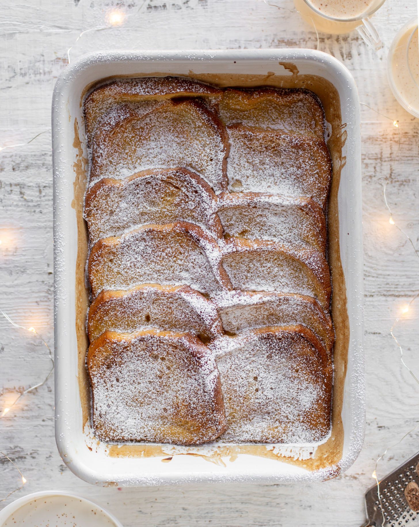eggnog creme brulee french toast with bourbon whipped cream
