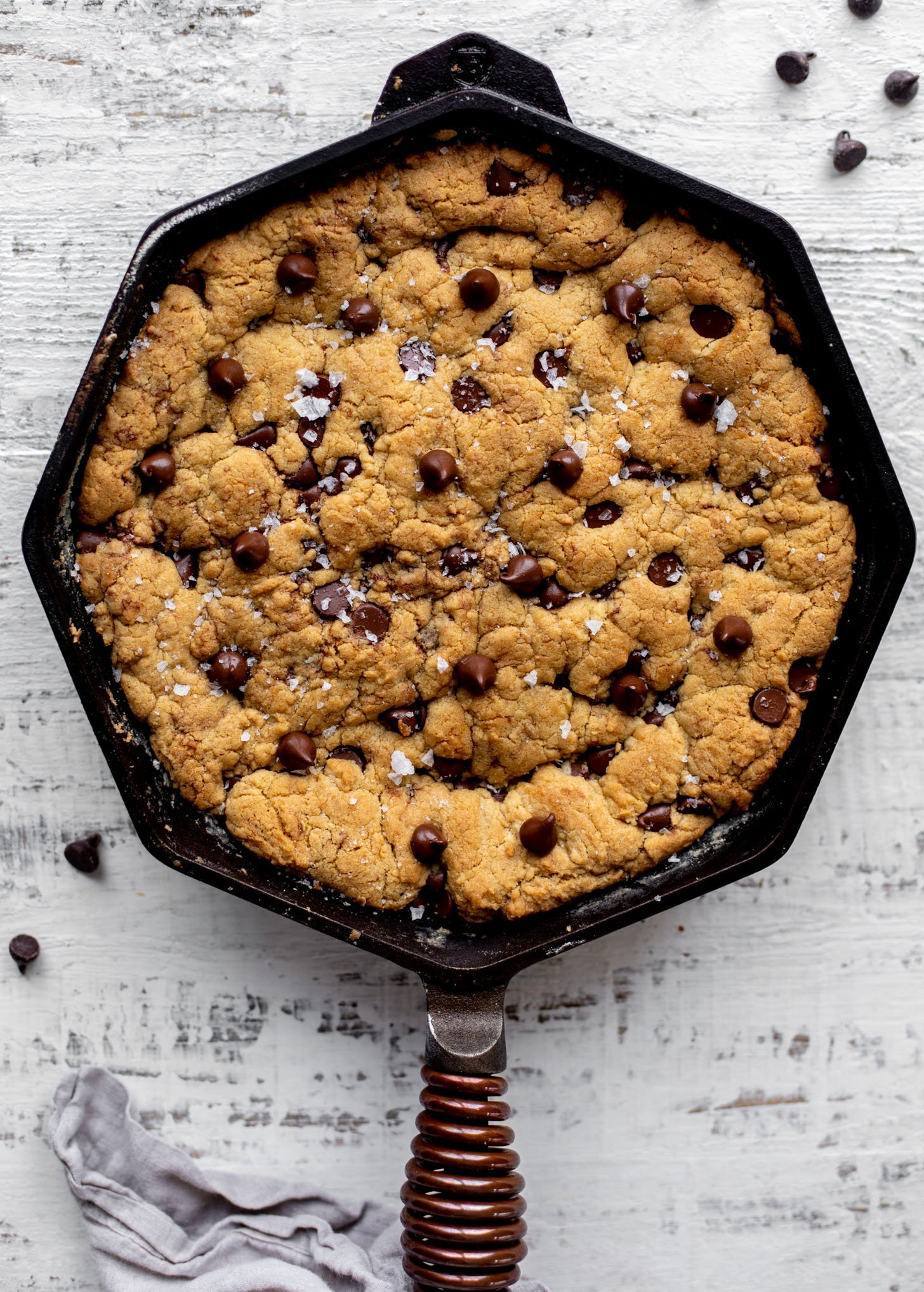 salted chewy chocolate chip skillet cookie