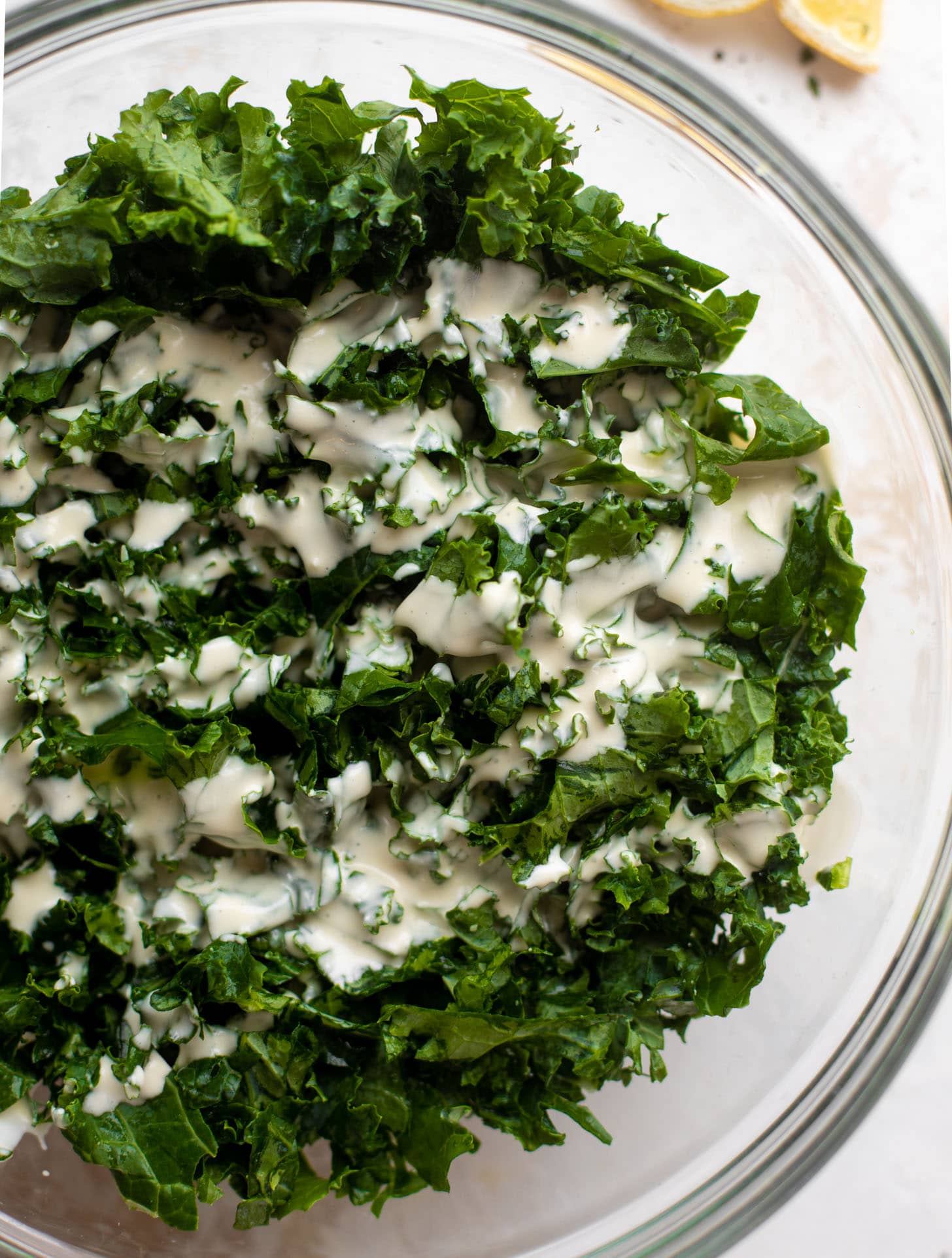 kale with caesar dressing drizzle