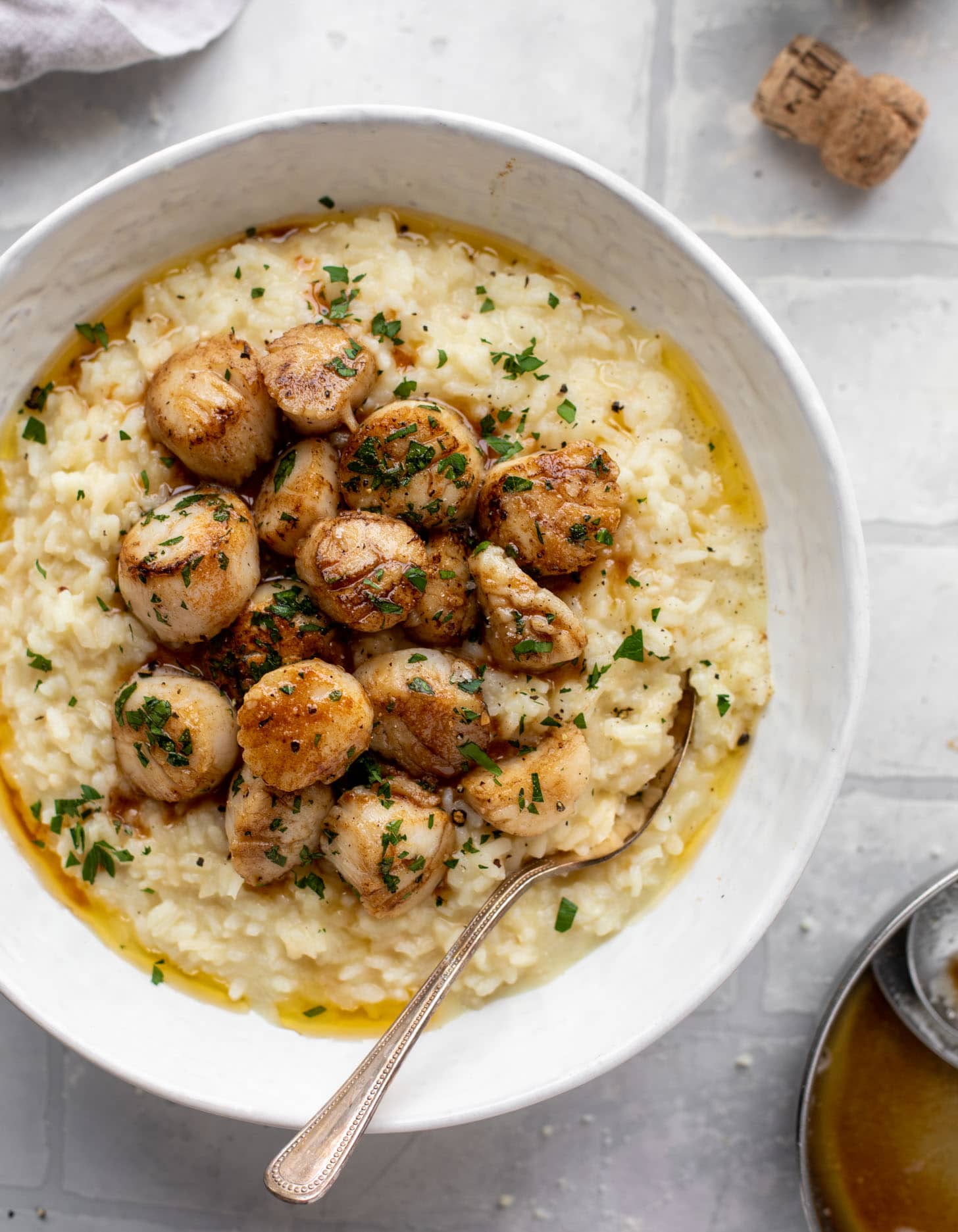 Scallop Risotto - Champagne Risotto with Brown Butter Scallops
