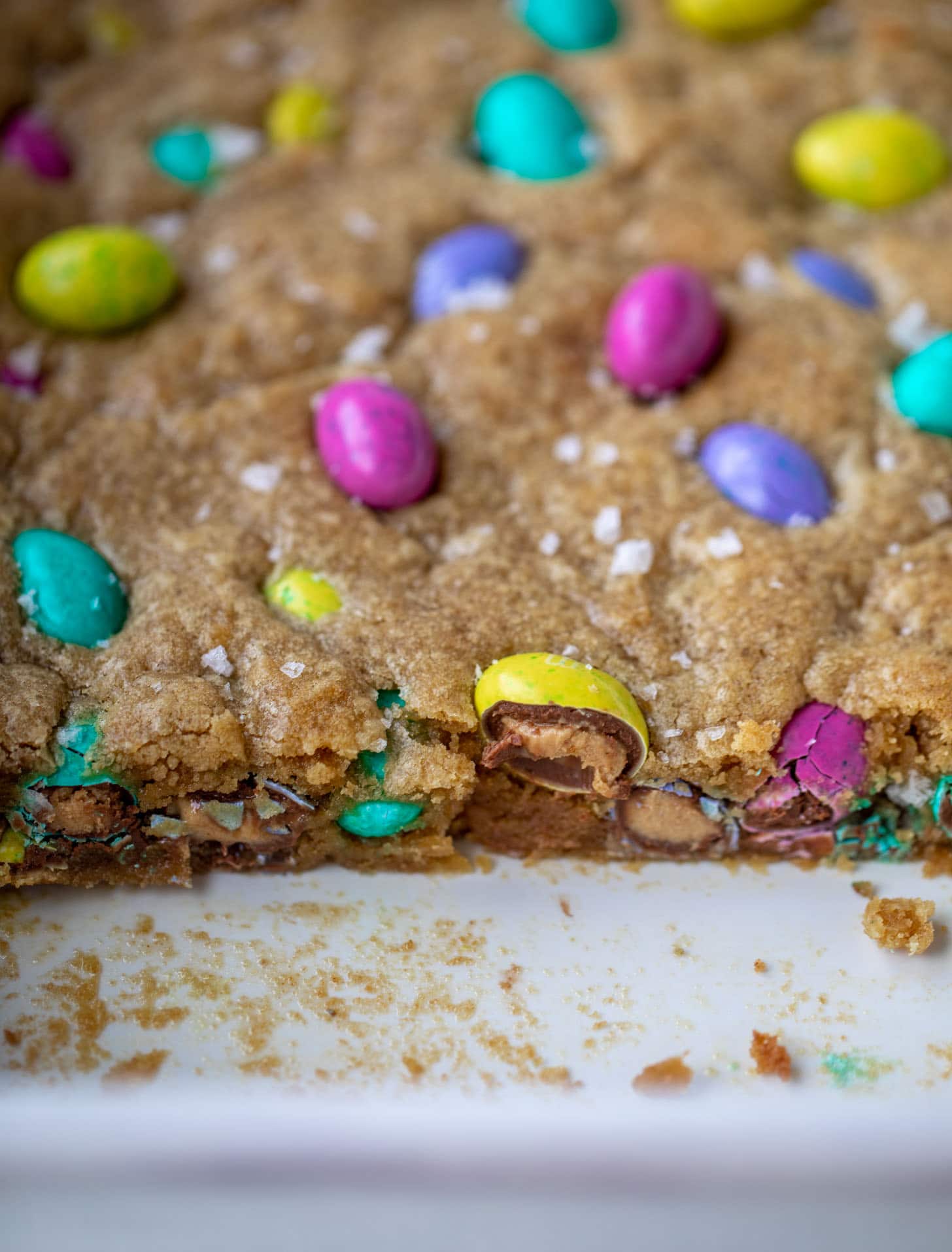 salted brown butter peanut butter m&m cookie bars