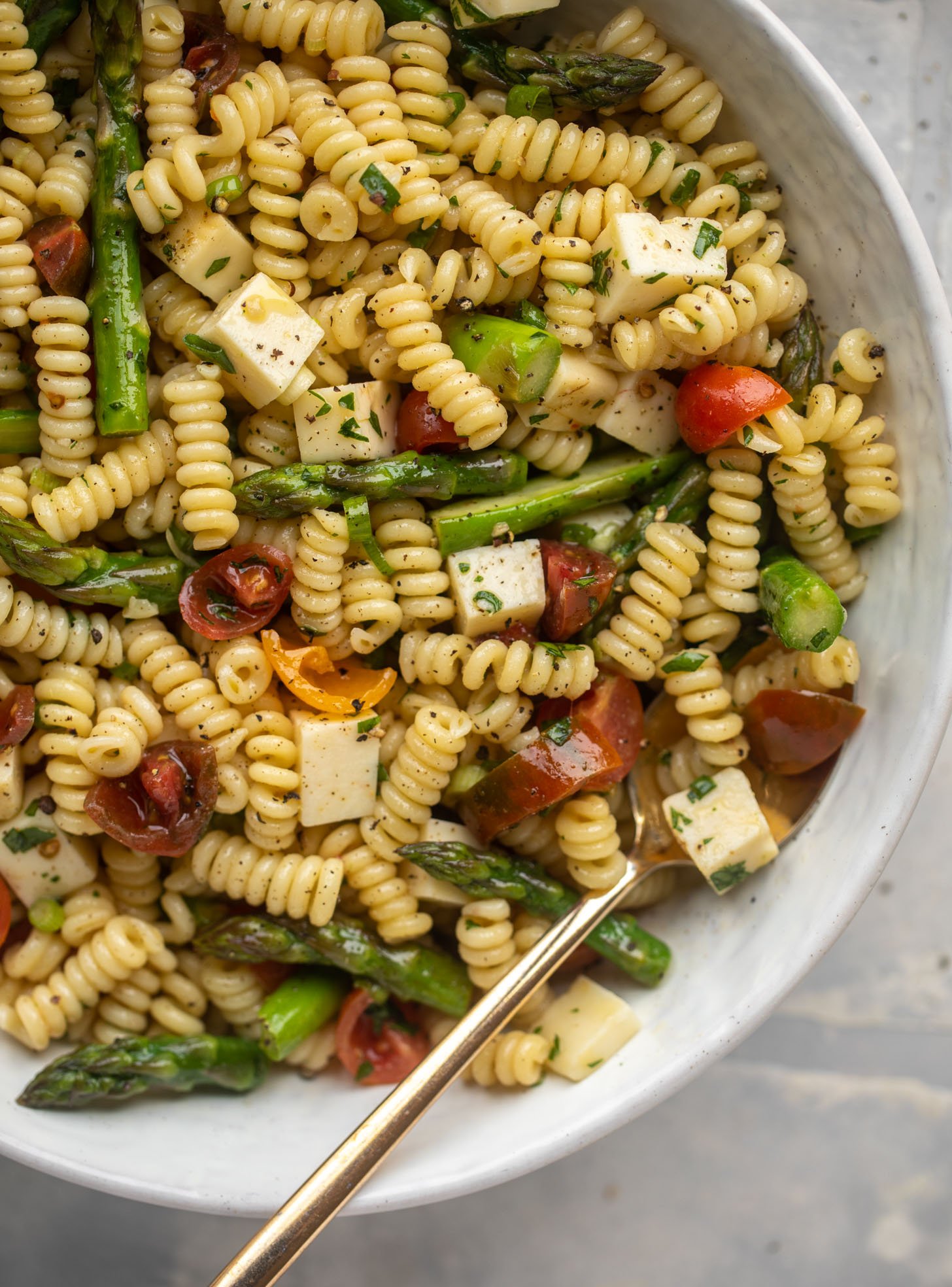 asparagus pasta salad with honey mustard dressing