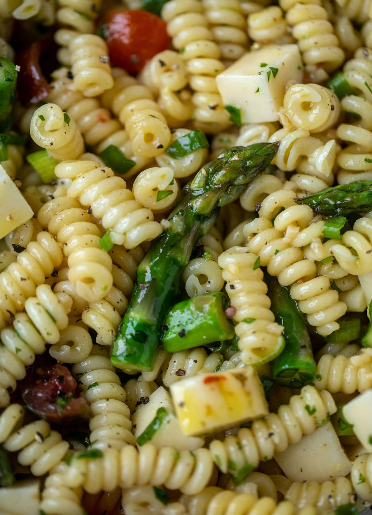 asparagus pasta salad with honey mustard dressing