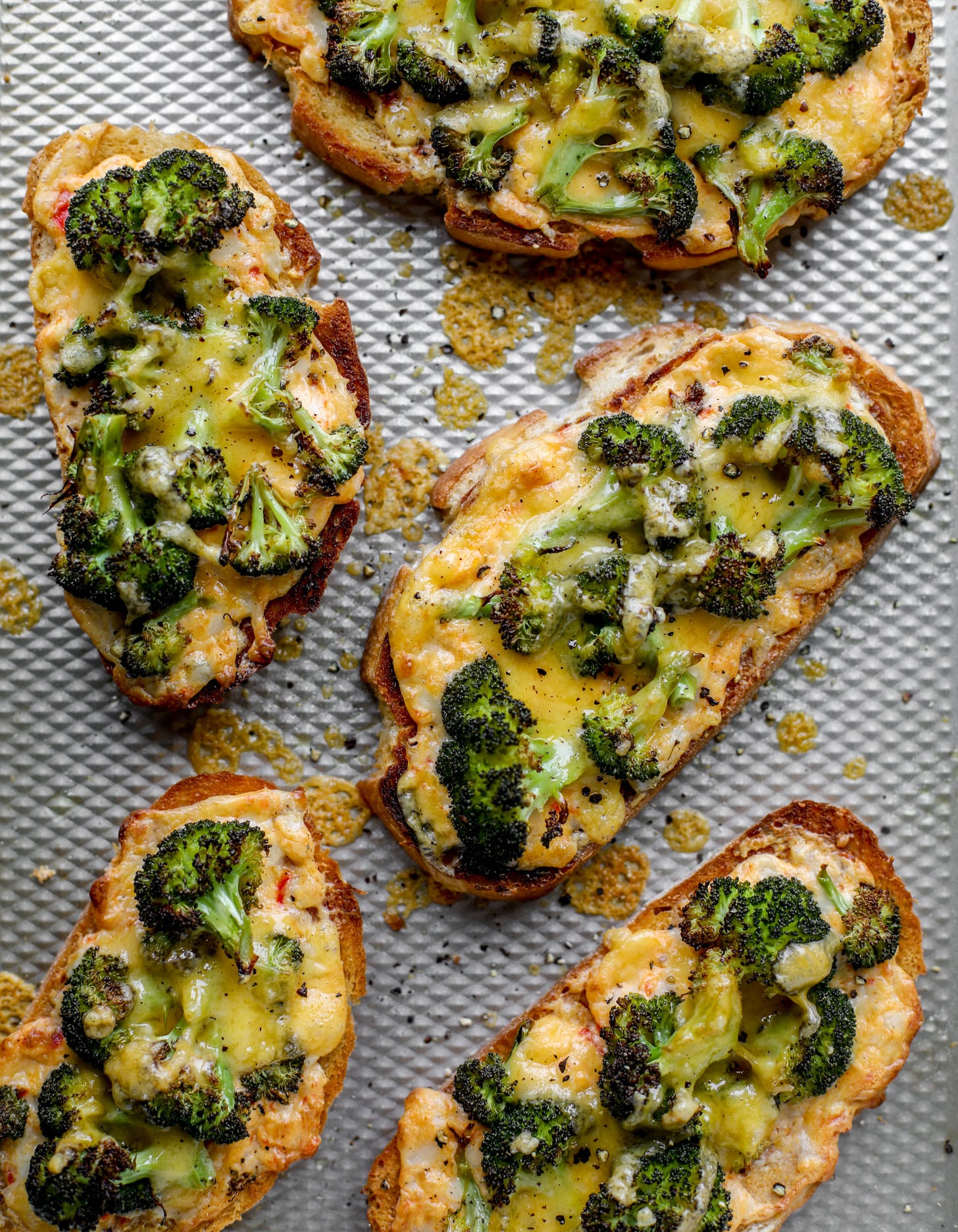 roasted broccoli pimento cheese melts out of the oven