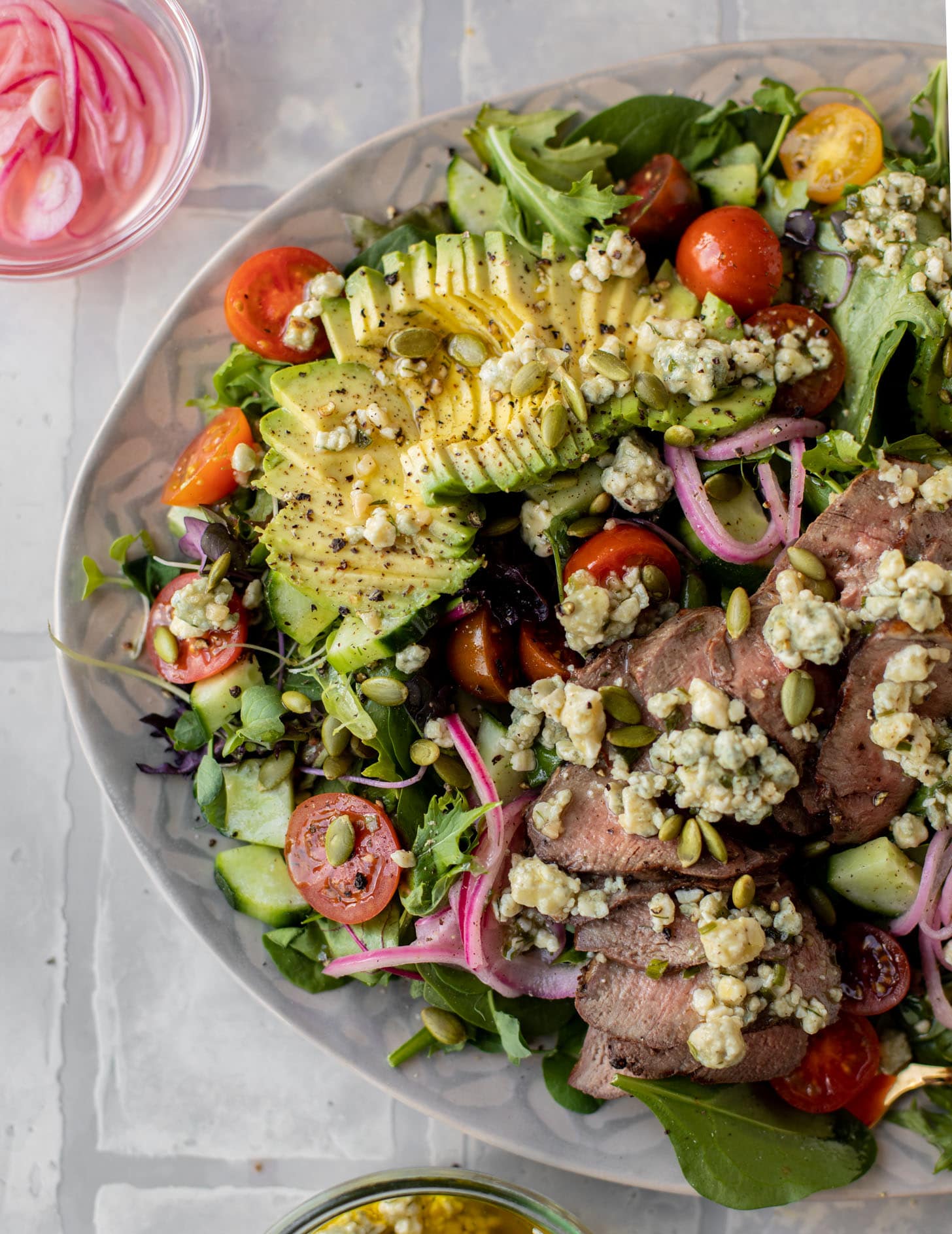 everyday steak salad with blue cheese vinaigrette