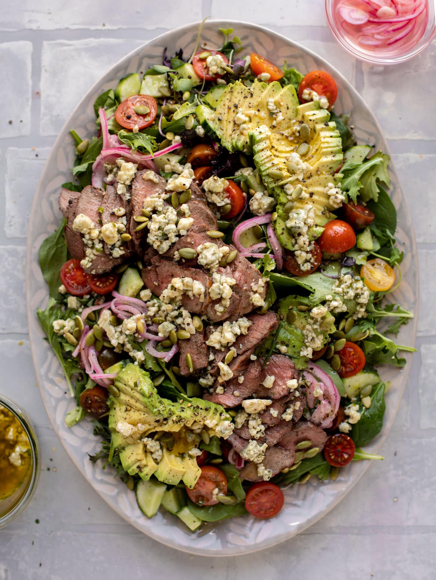 everyday steak salad with blue cheese vinaigrette