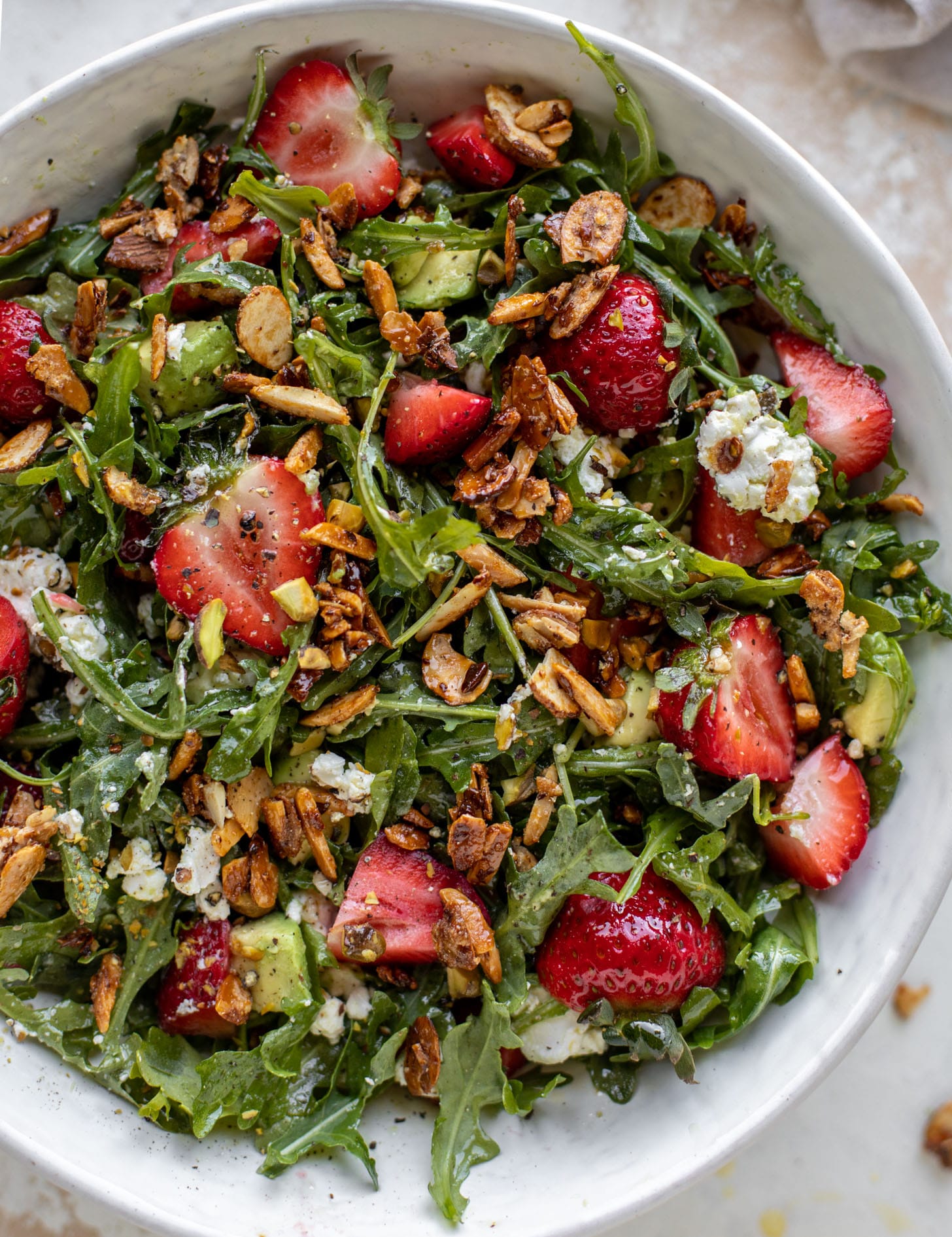 strawberry crunch salad with champagne vinaigrette