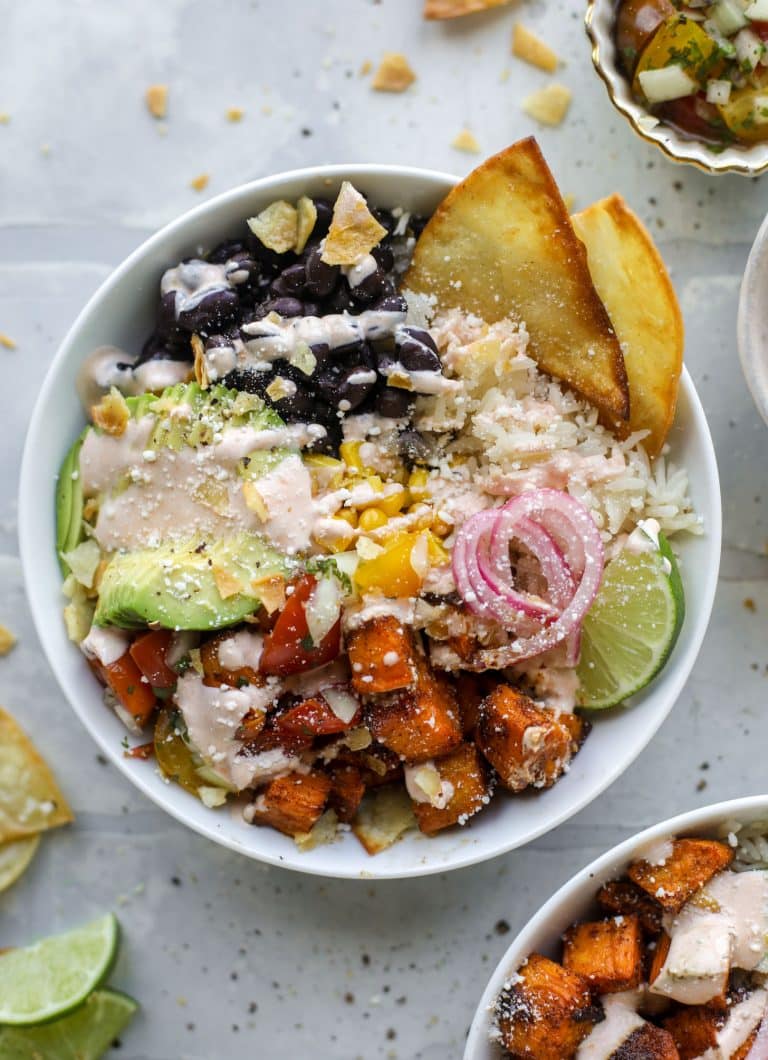 Sweet Potato Taco Bowls with Chipotle Ranch Sweet Potato Bowls