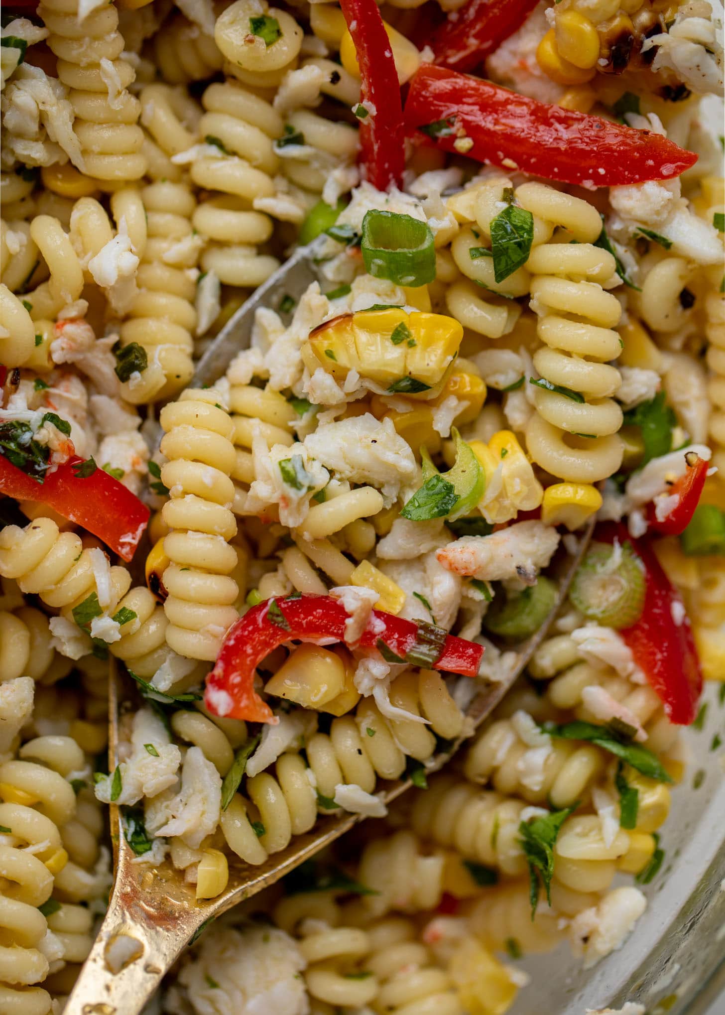 grilled corn and crab pasta salad