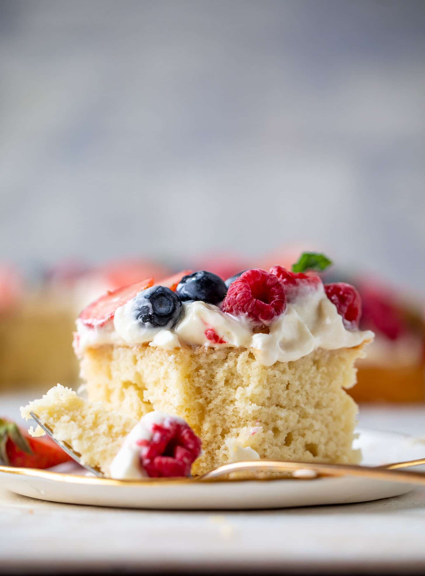 triple berry sheet cake with cream cheese frosting