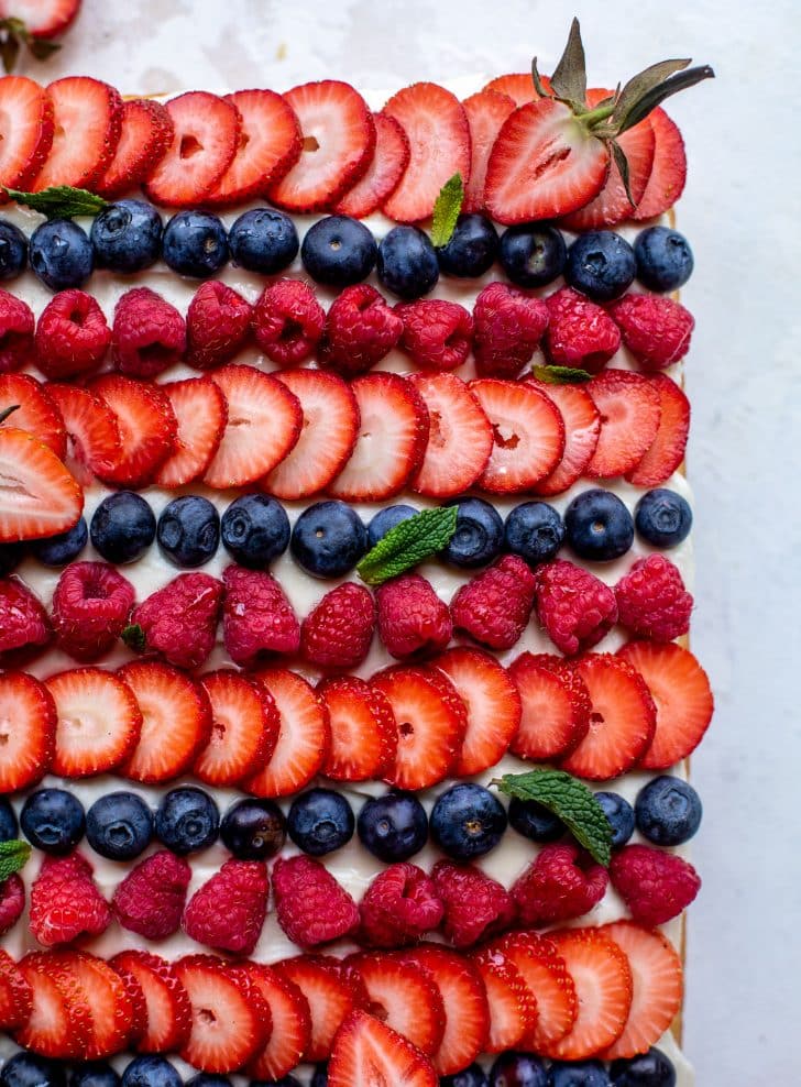 Triple Berry Sheet Cake with Cream Cheese Frosting