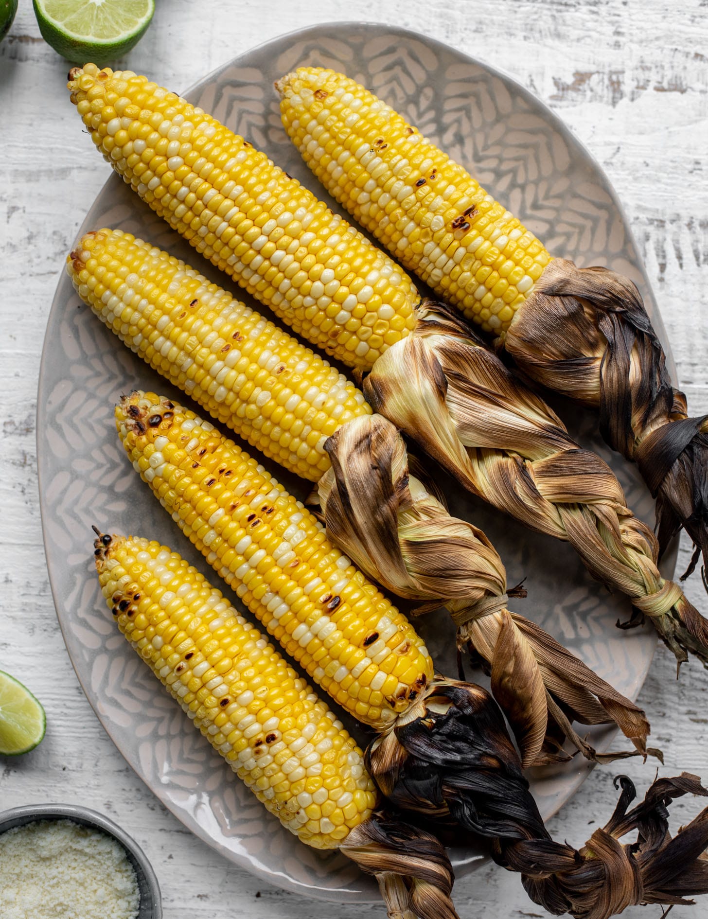 grilled corn with braided husks