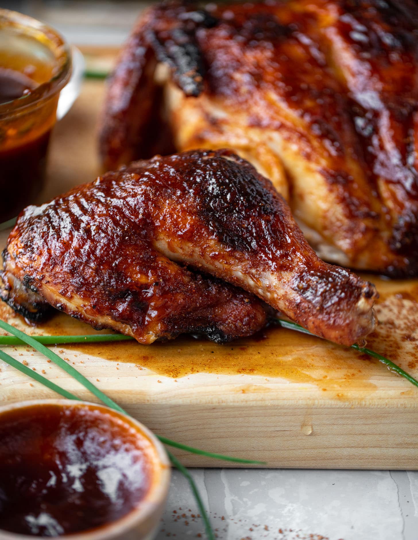 grilled spatchcock chicken with cola bbq sauce