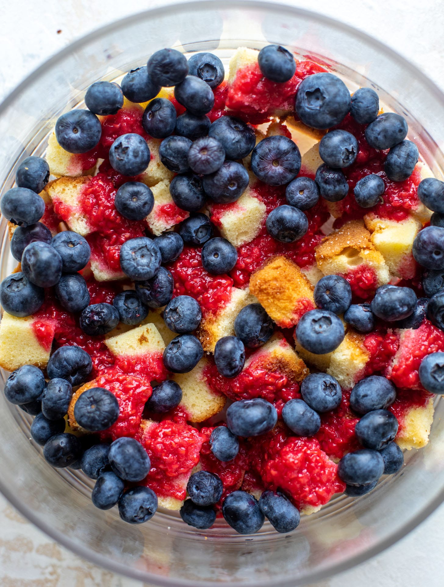 red white and blue berry trifle