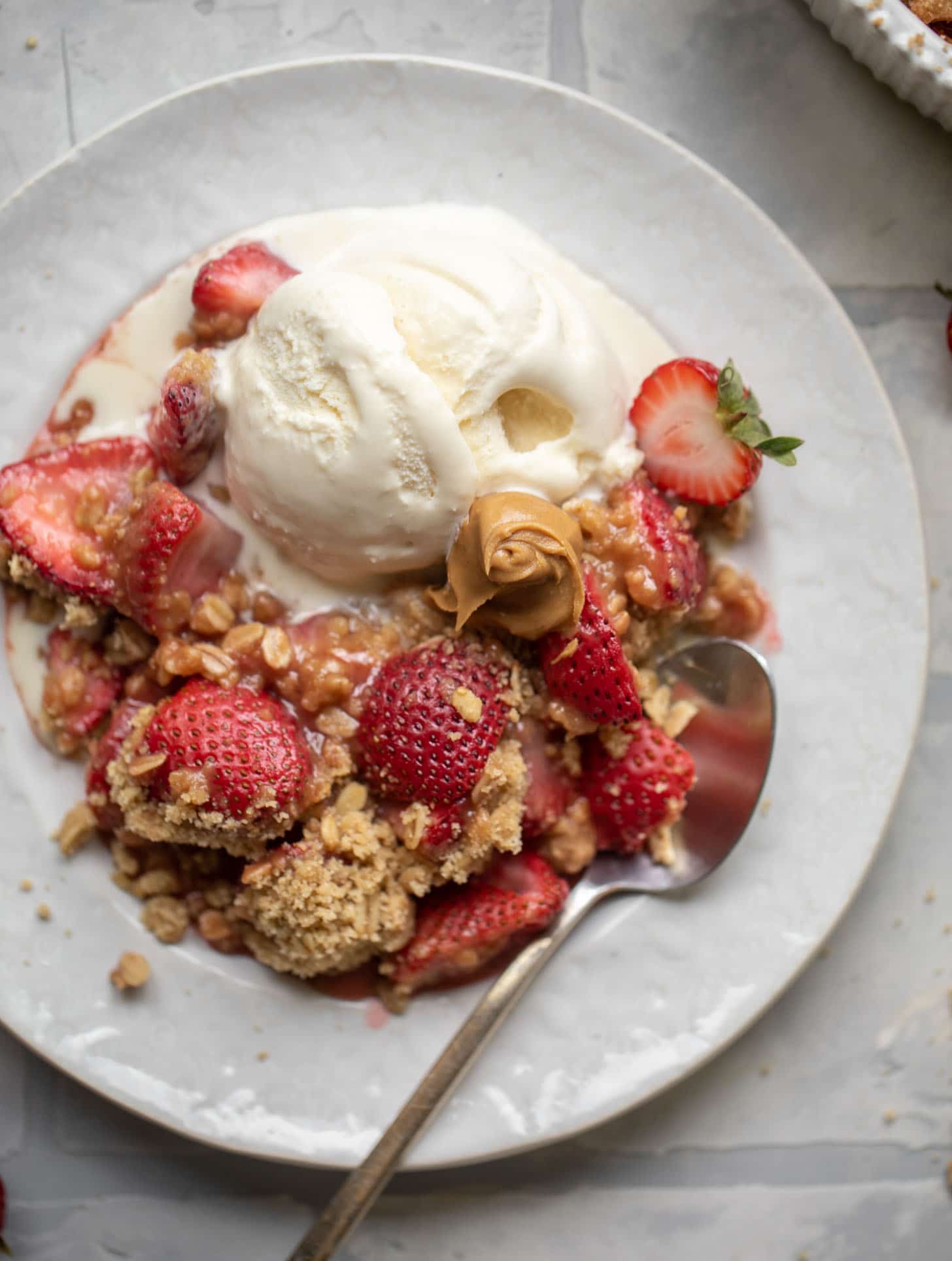 peanut butter and strawberry crumble