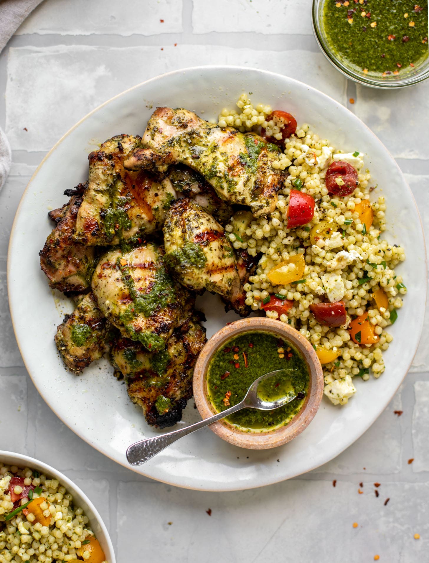 chimichurri grilled chicken with couscous salad