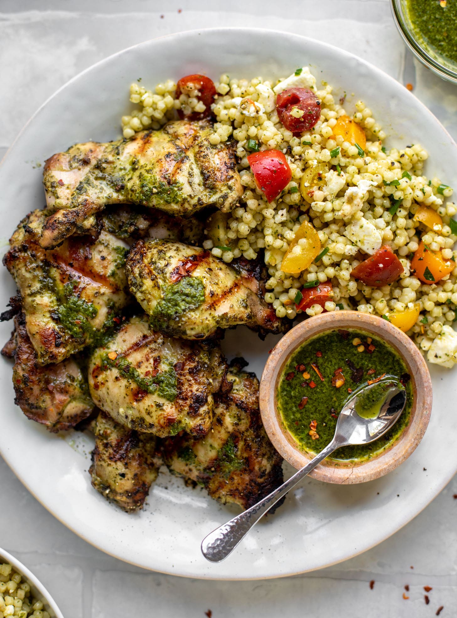 chimichurri grilled chicken with couscous salad