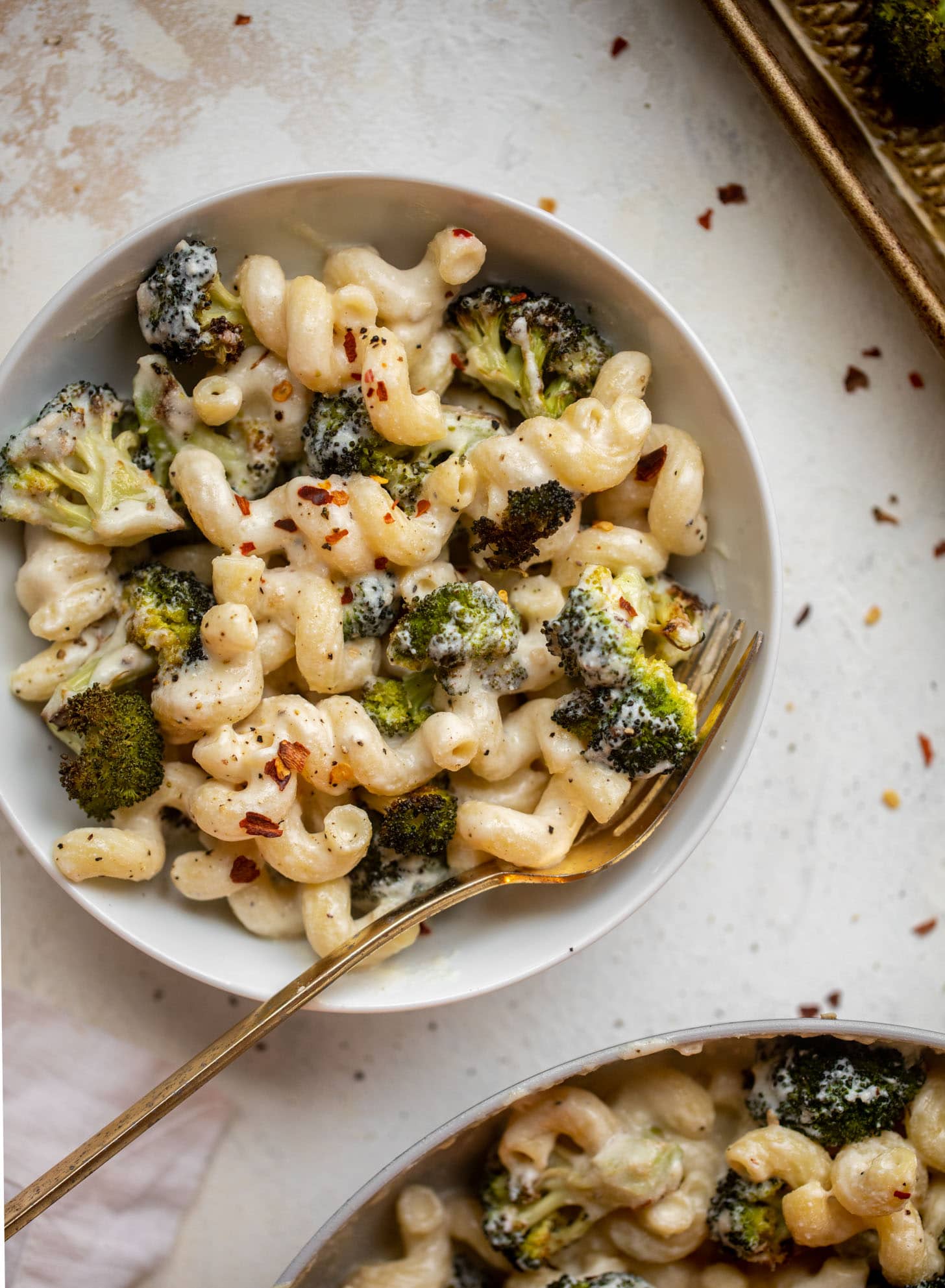 skillet ricotta pasta with roasted broccoli