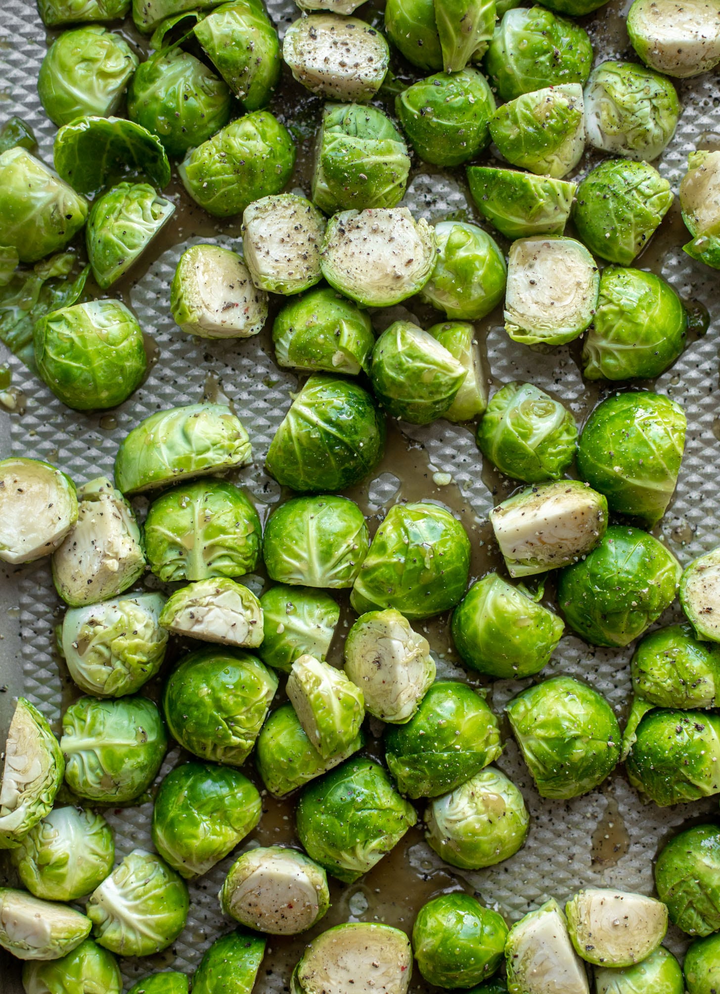 brussels sprouts on a pan