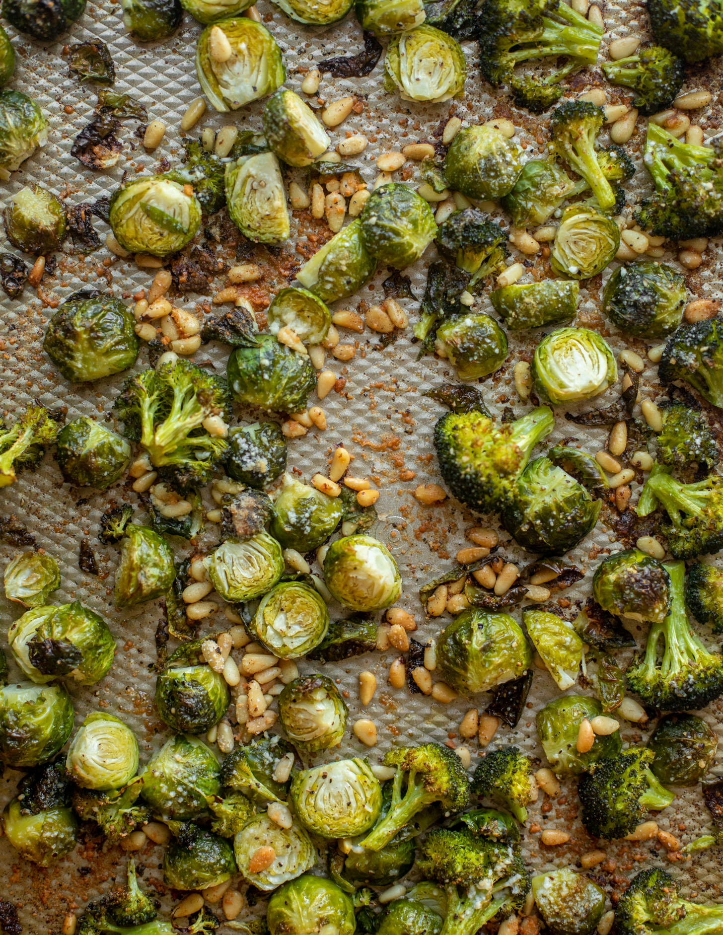 roasted parmesan broccoli and brussels sprouts