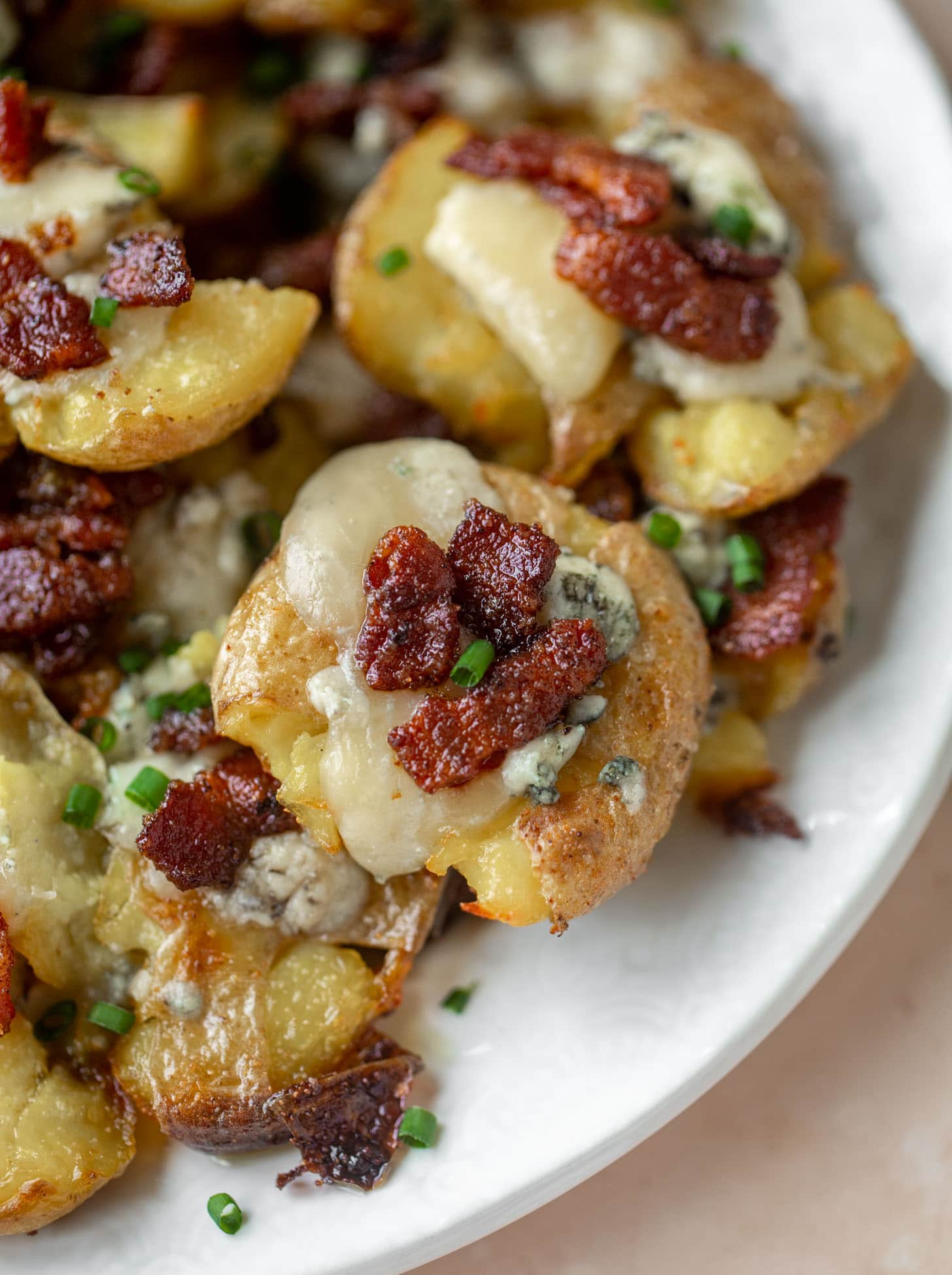chipotle bacon blue cheese smashed potatoes