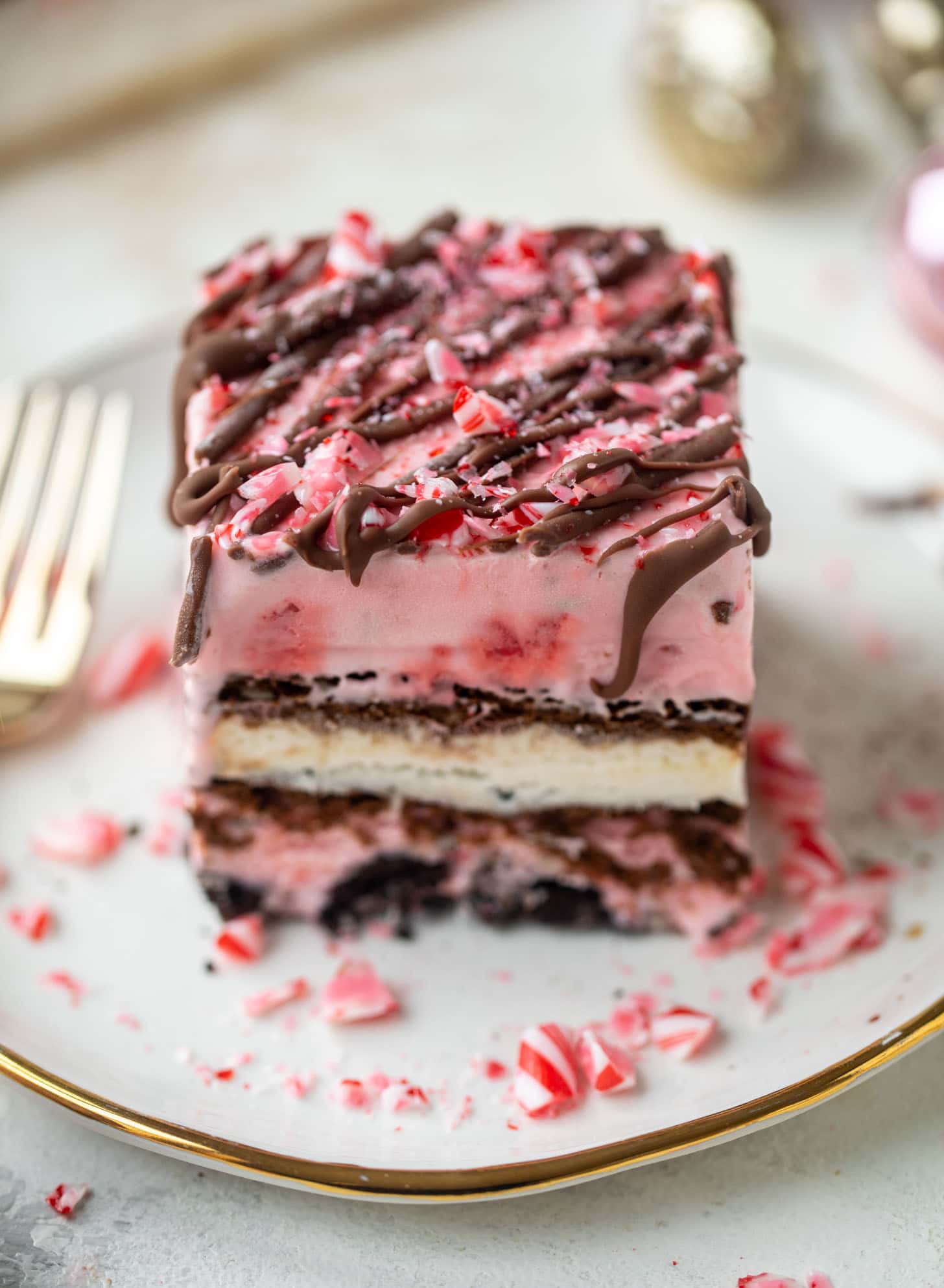 pink peppermint christmas ice cream cake