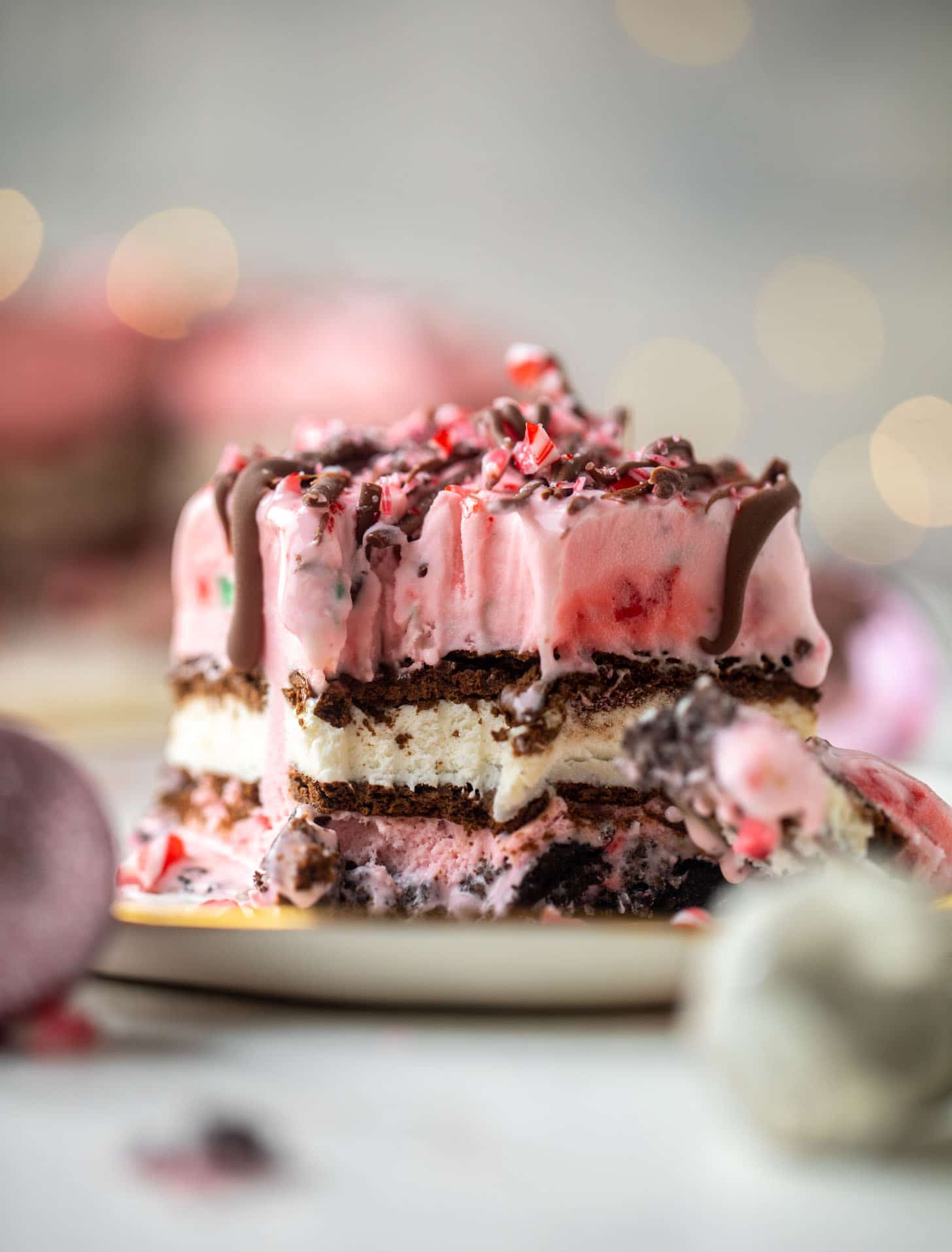 Christmas Ice Cream Cake Recipe - Pink Peppermint Ice Cream Cake