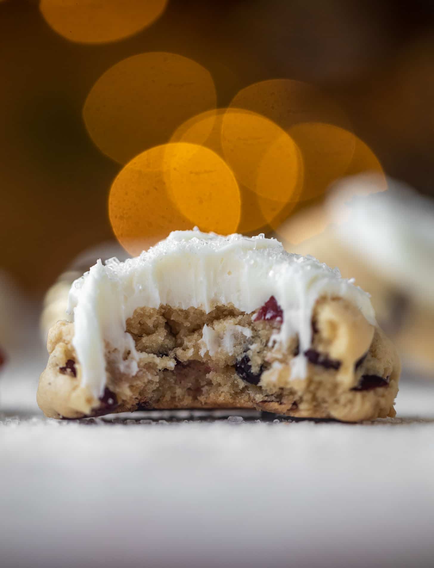 cranberry drop cookies with cream cheese frosting