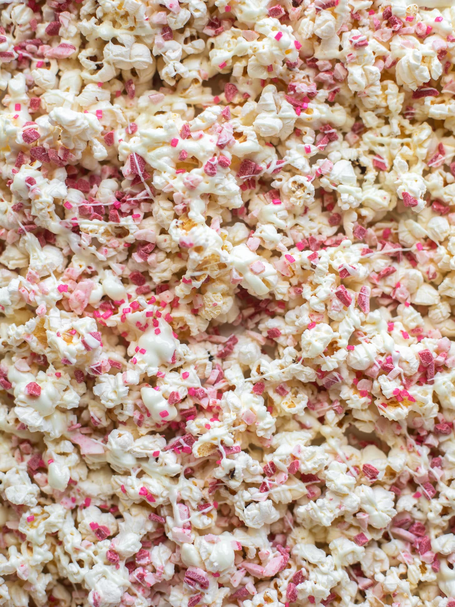 pink peppermint white chocolate popcorn