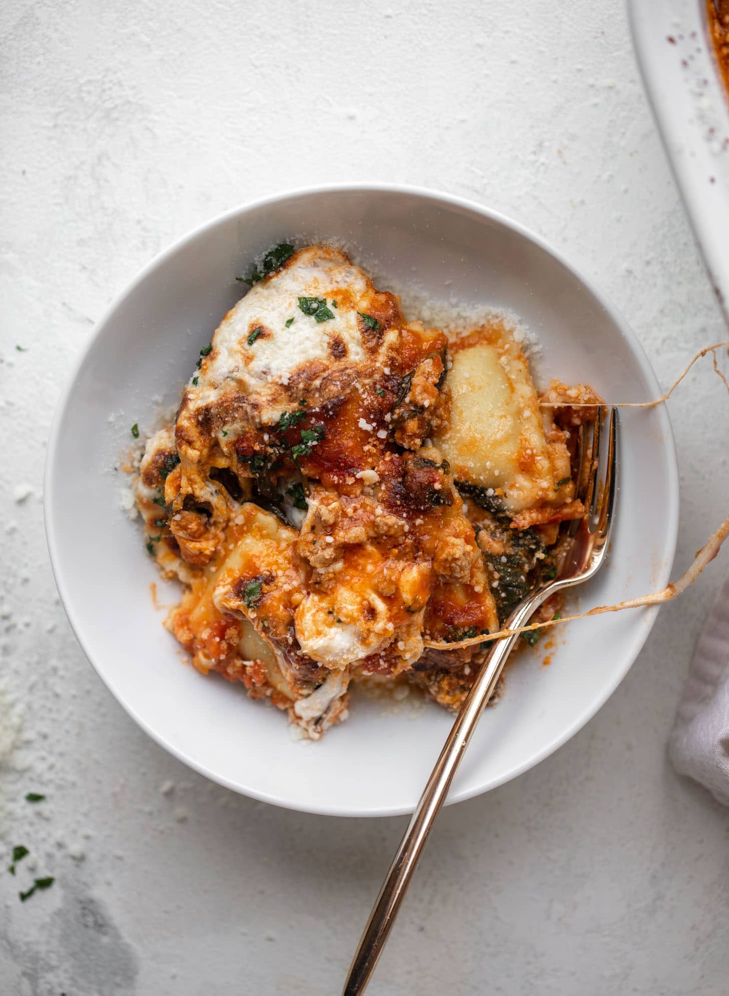 baked ravioli with spinach