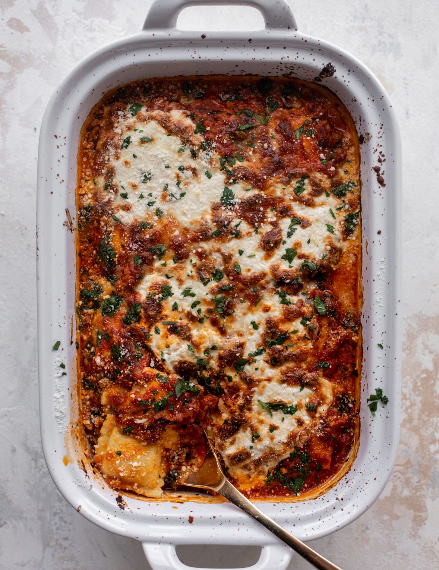 baked ravioli with spinach