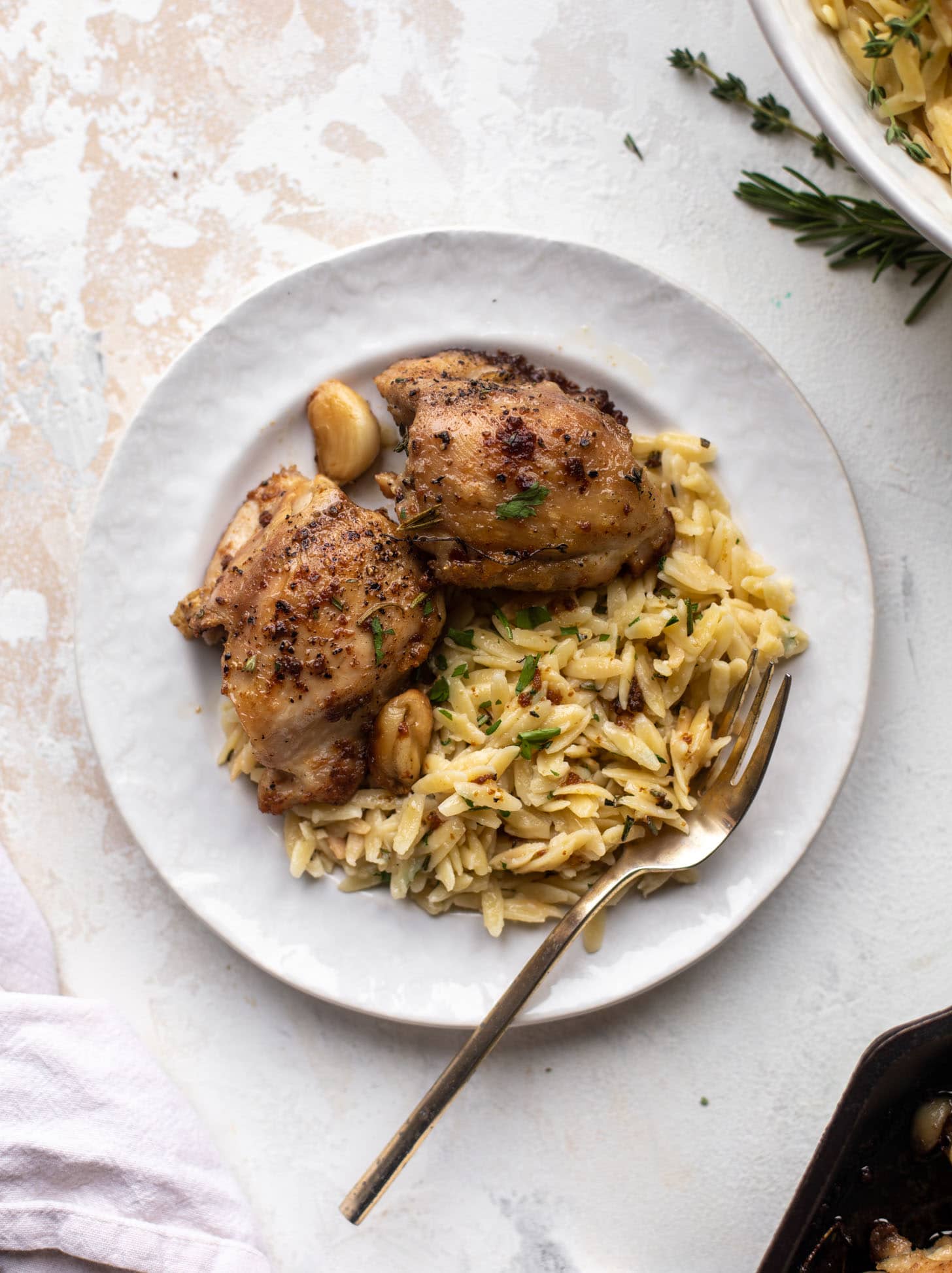 weeknight skillet chicken with parmesan orzo