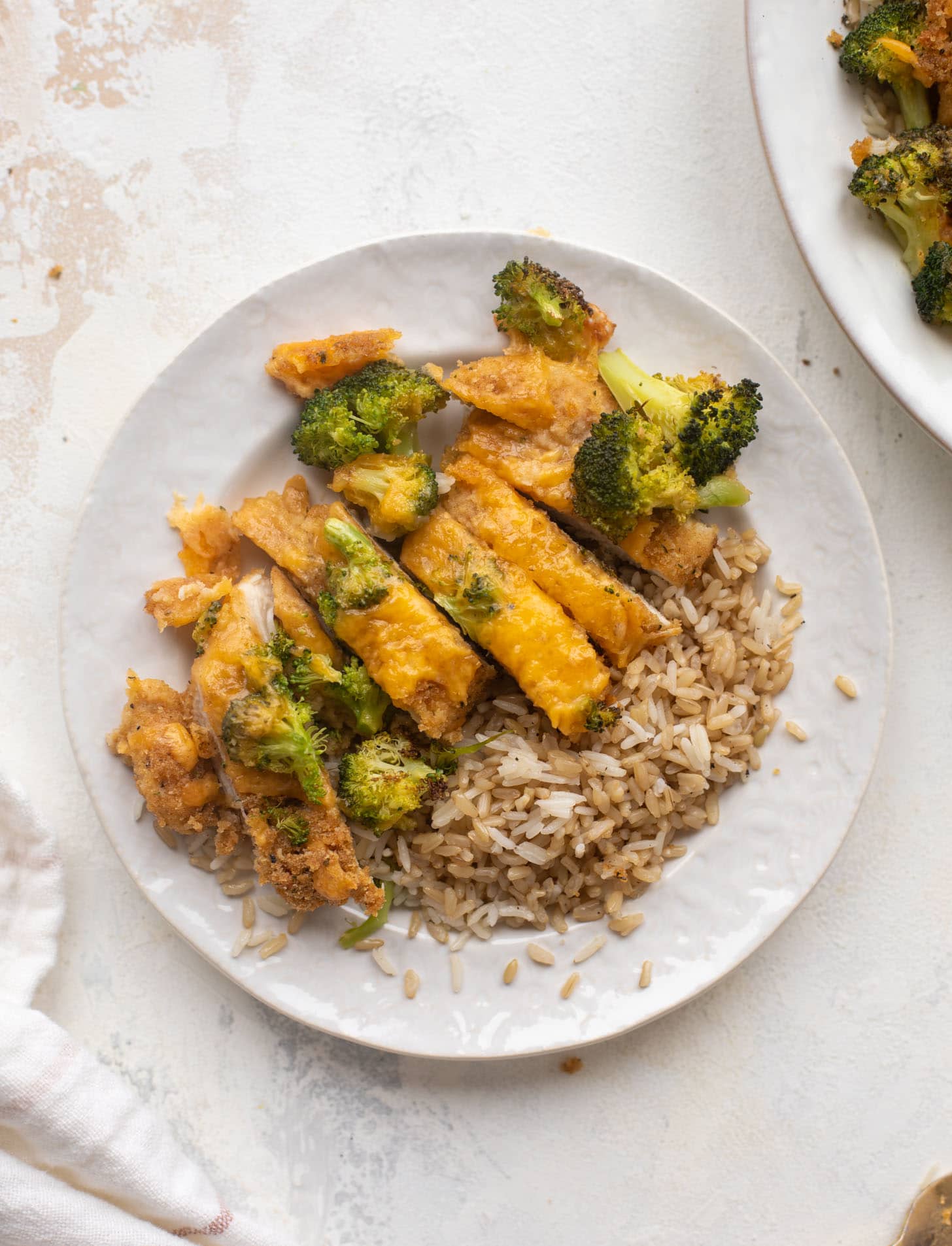 crispy broccoli cheddar melt chicken with rice