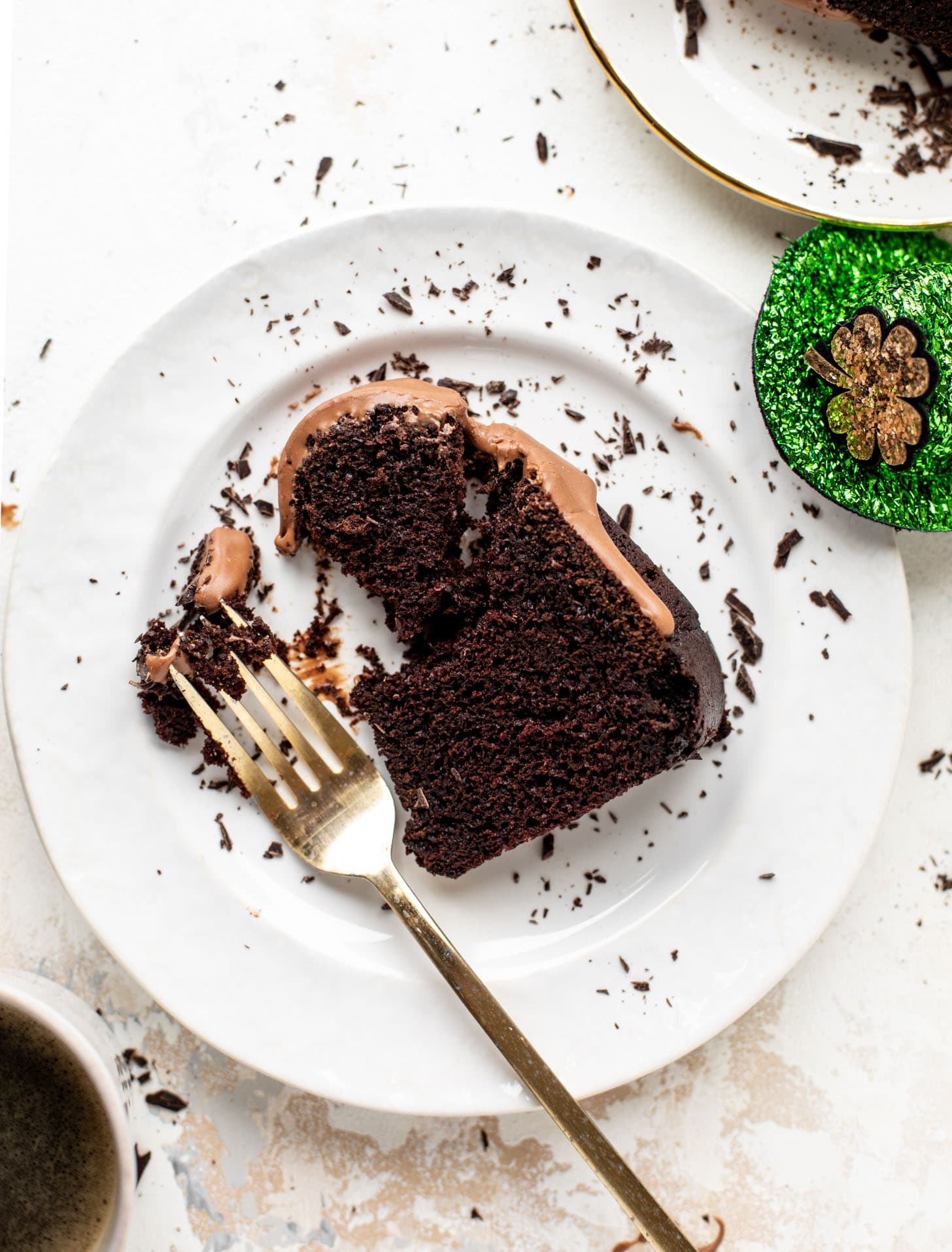 dark chocolate bundt cake with irish cream glaze