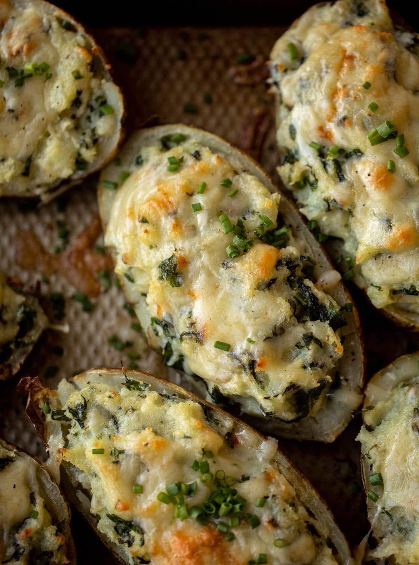 kale and smoked cheddar twice baked potatoes