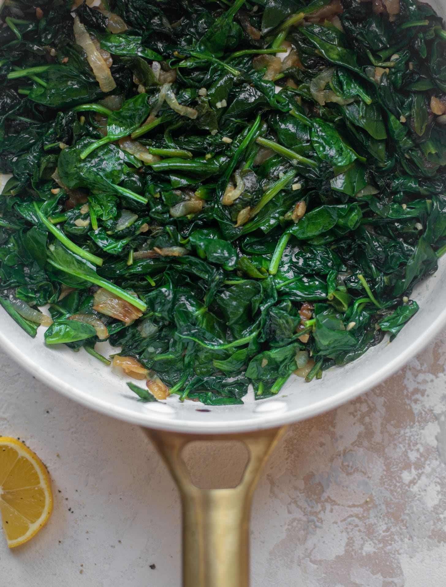 sautéed spinach and caramelized onions