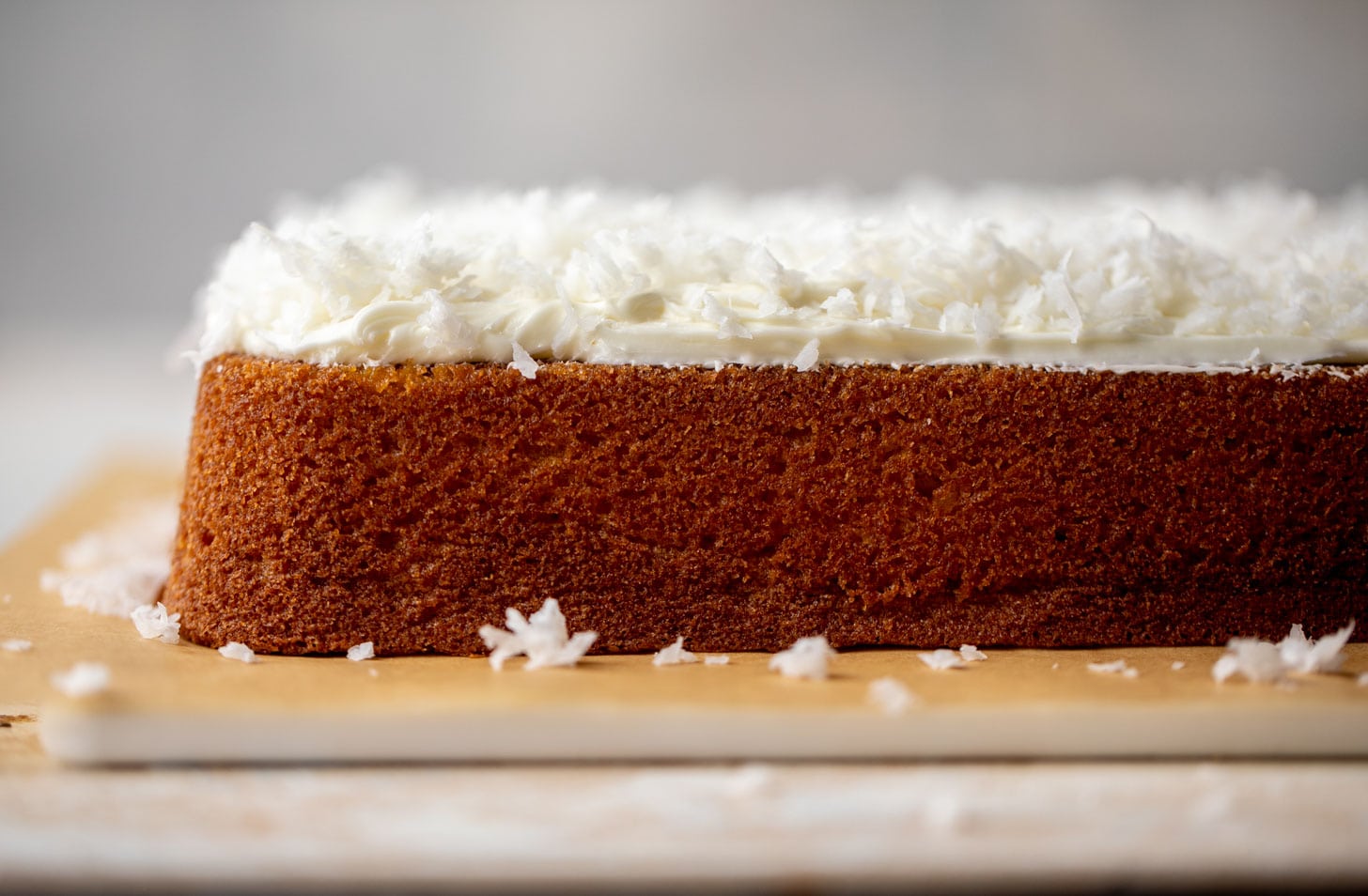 orange cake with coconut cream cheese frosting