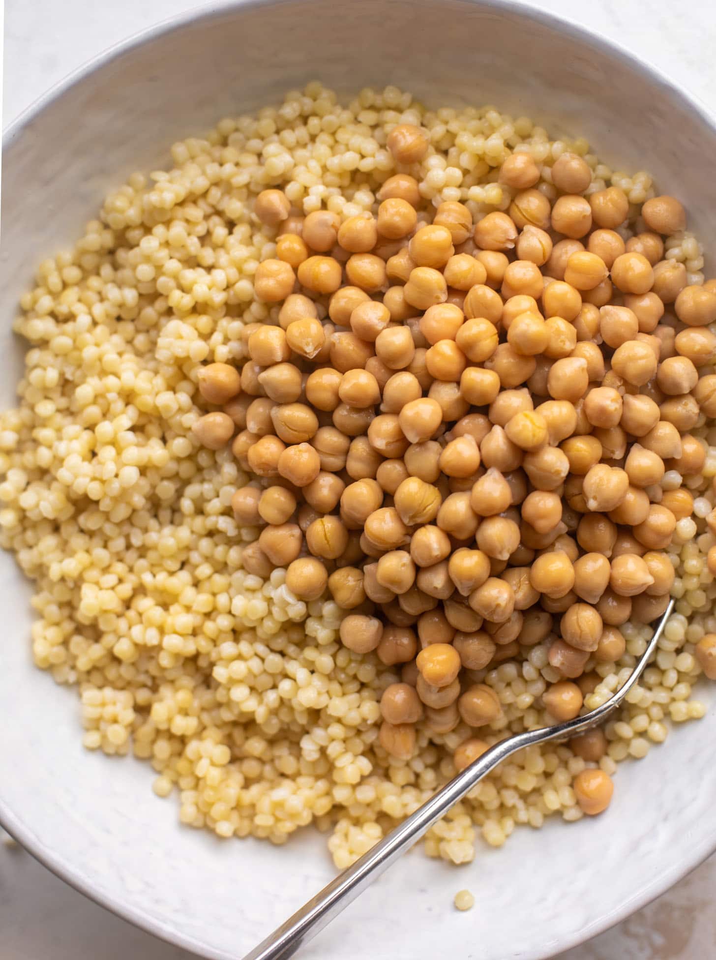 couscous and chickpeas in a bowl