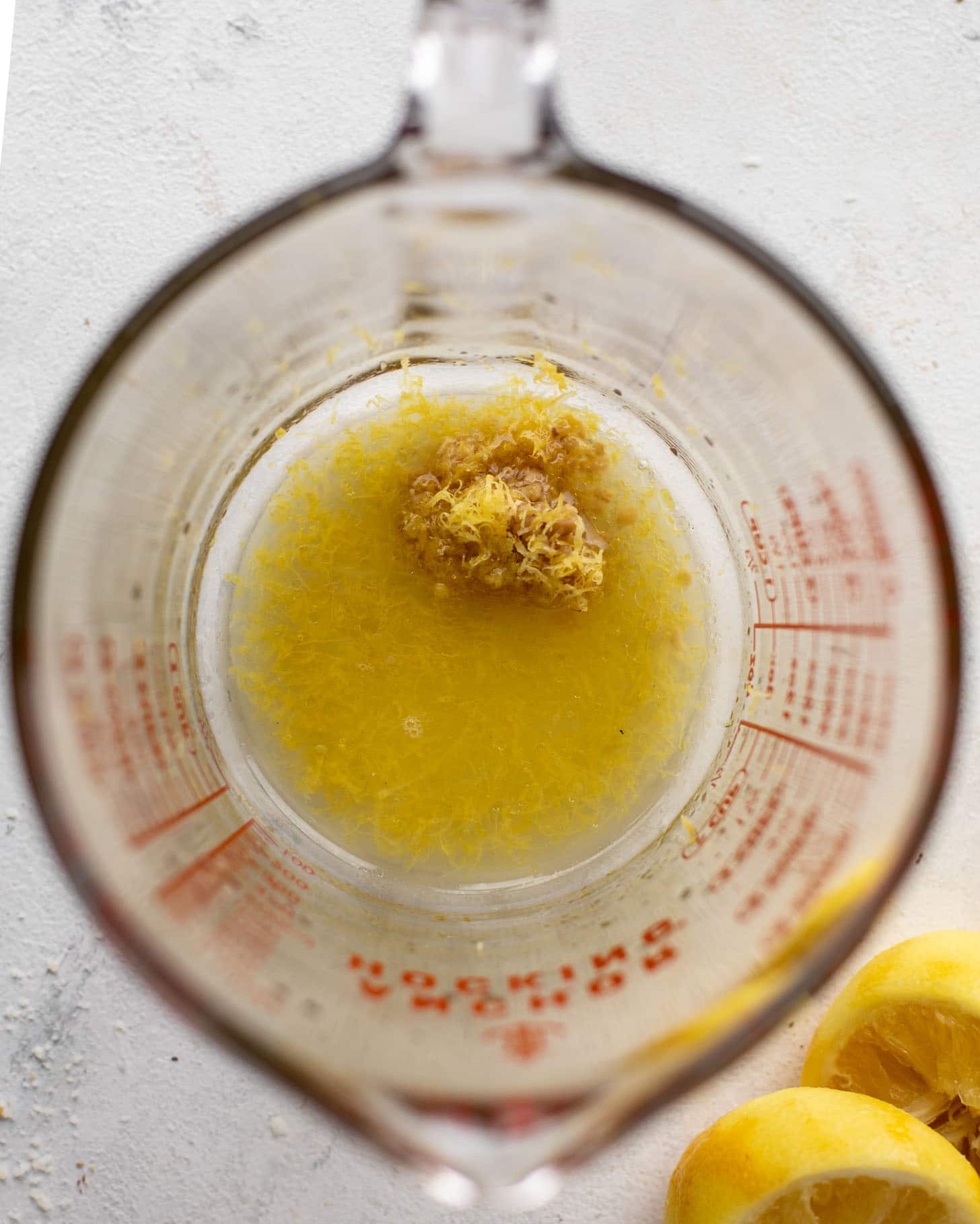 lemon juice, zest and garlic