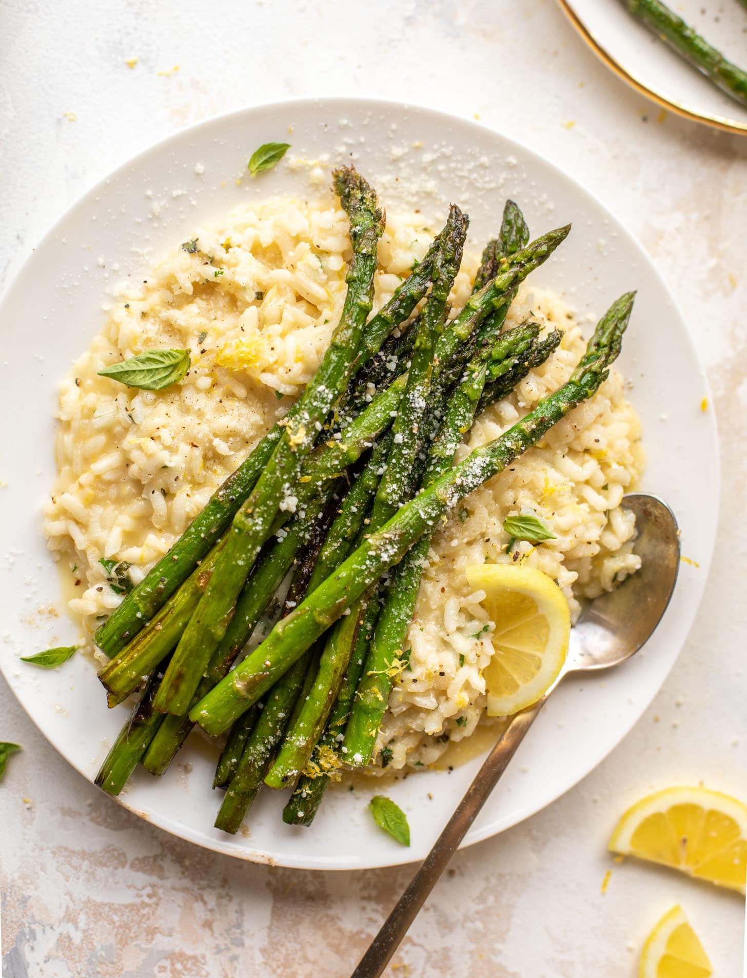 asiago lemon risotto with grilled asparagus