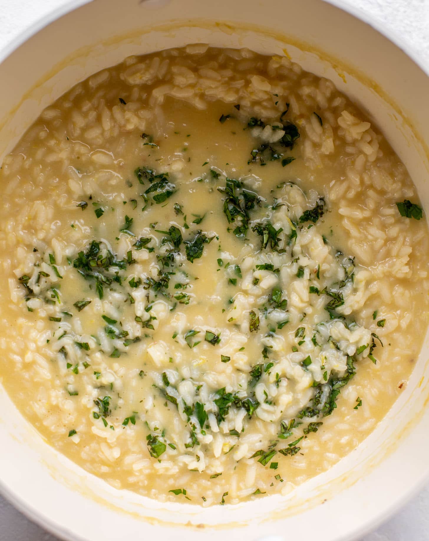 lemon risotto with asiago and herbs