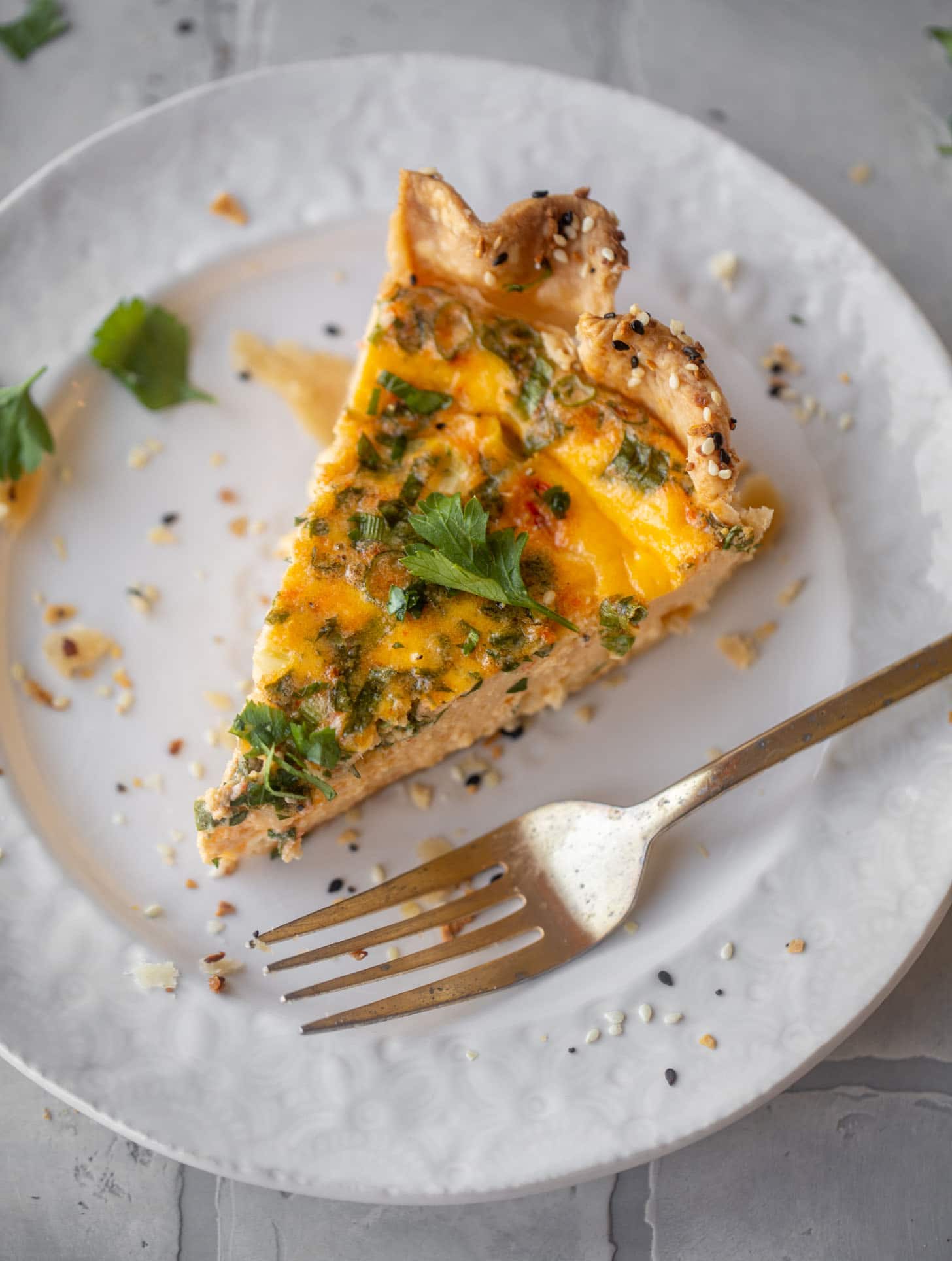 pimento cheese quiche with everything seasoning
