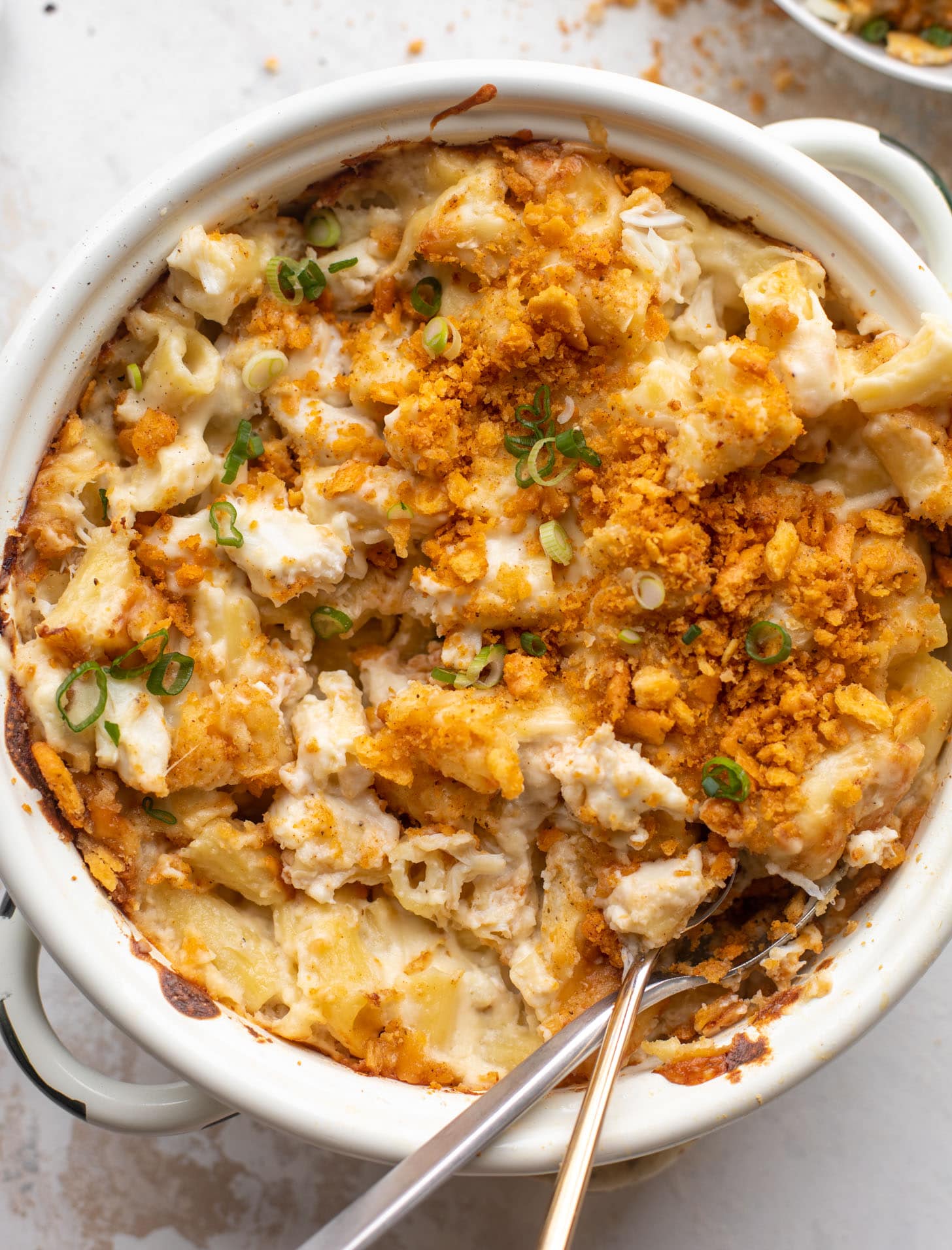 Buttery Old Bay Crab Mac and Cheese.