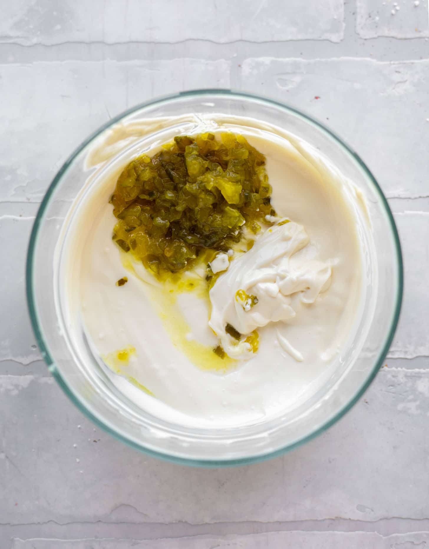 plain greek yogurt and sweet relish