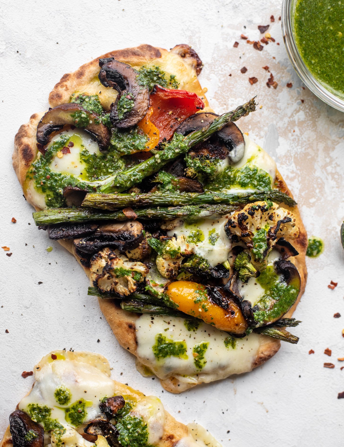 grilled naan pizza with chimichurri