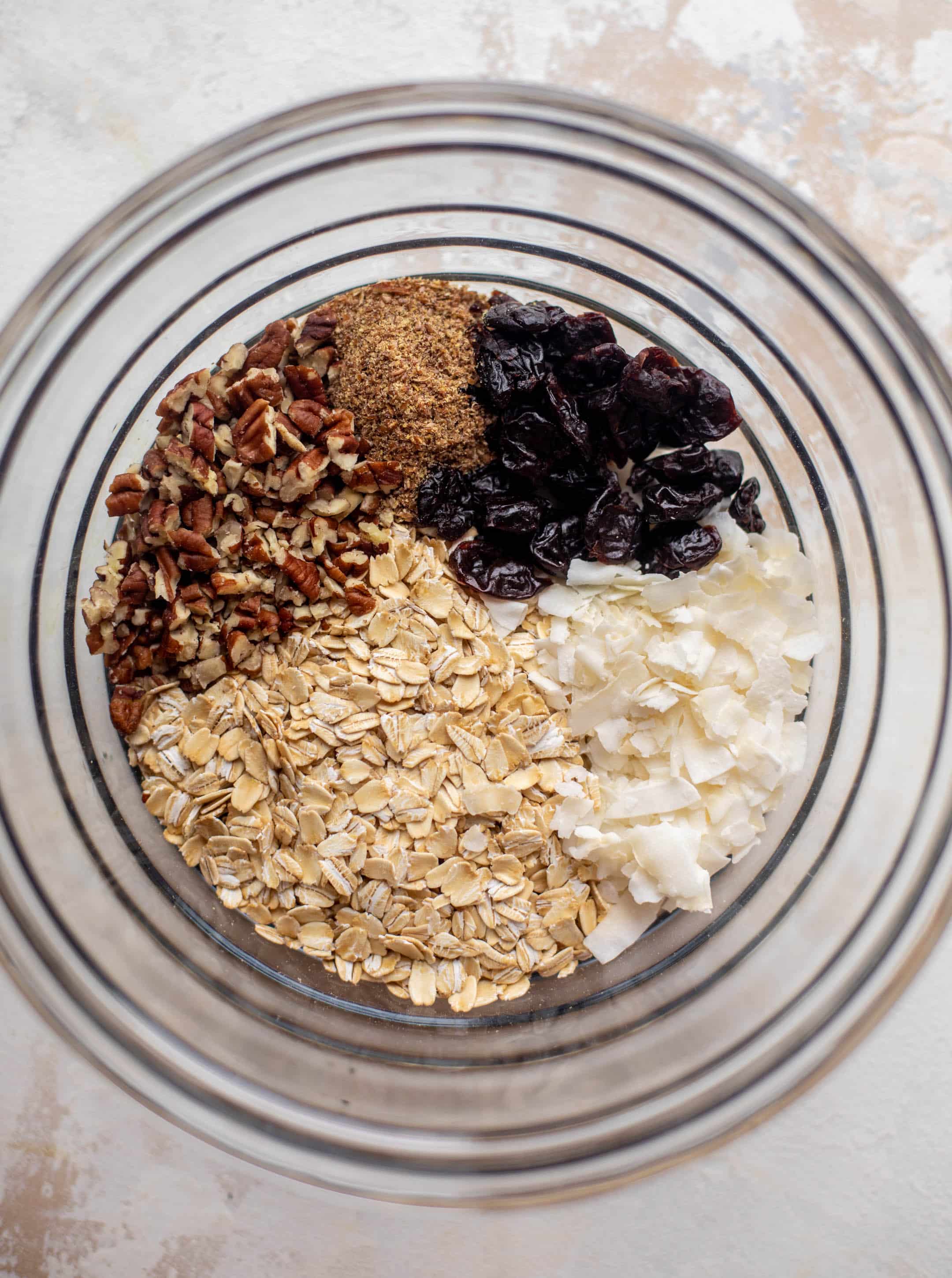 oats, coconut, nuts, dried cherries