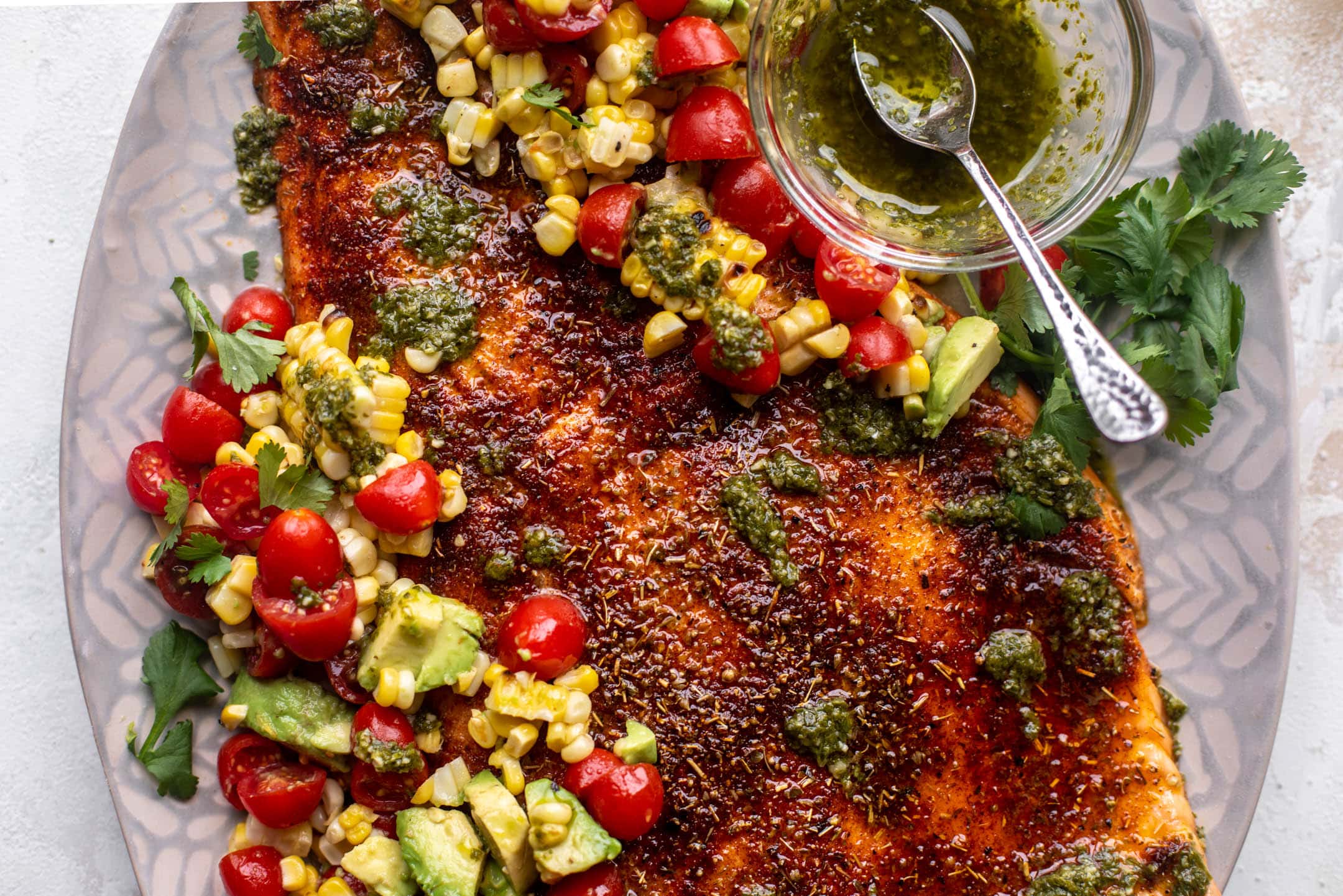 grilled summer salmon with chimichurri