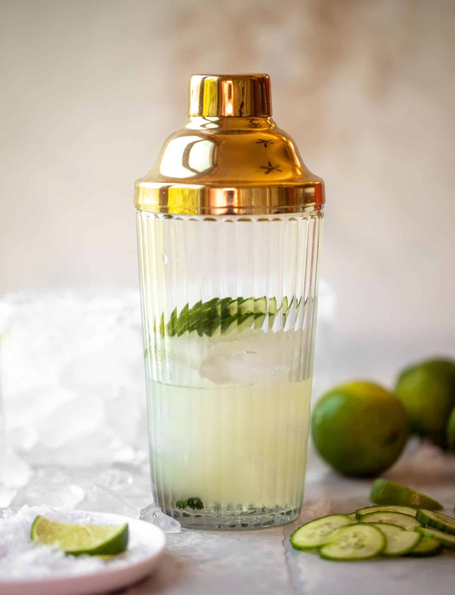 cocktail shaker with margarita