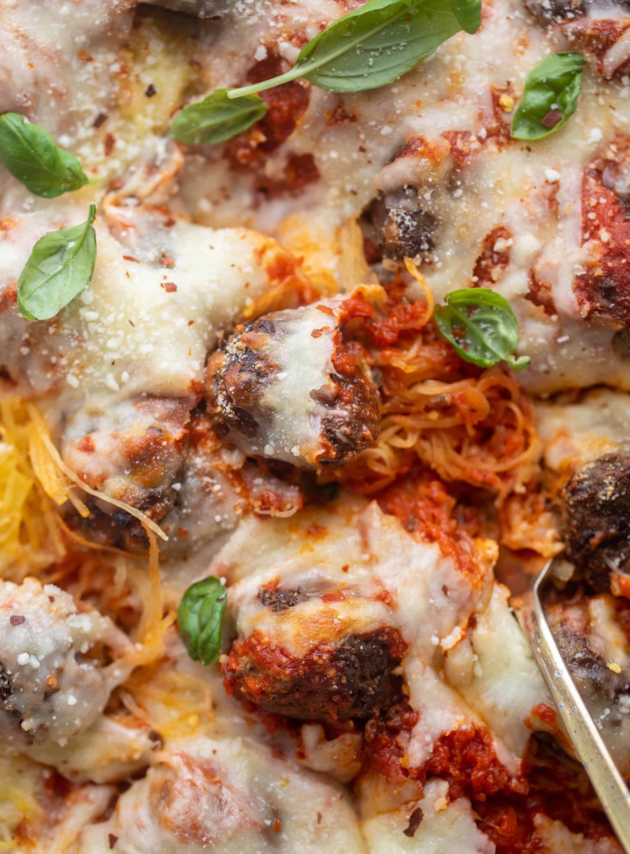 Baked Spaghetti Squash and Meatballs.